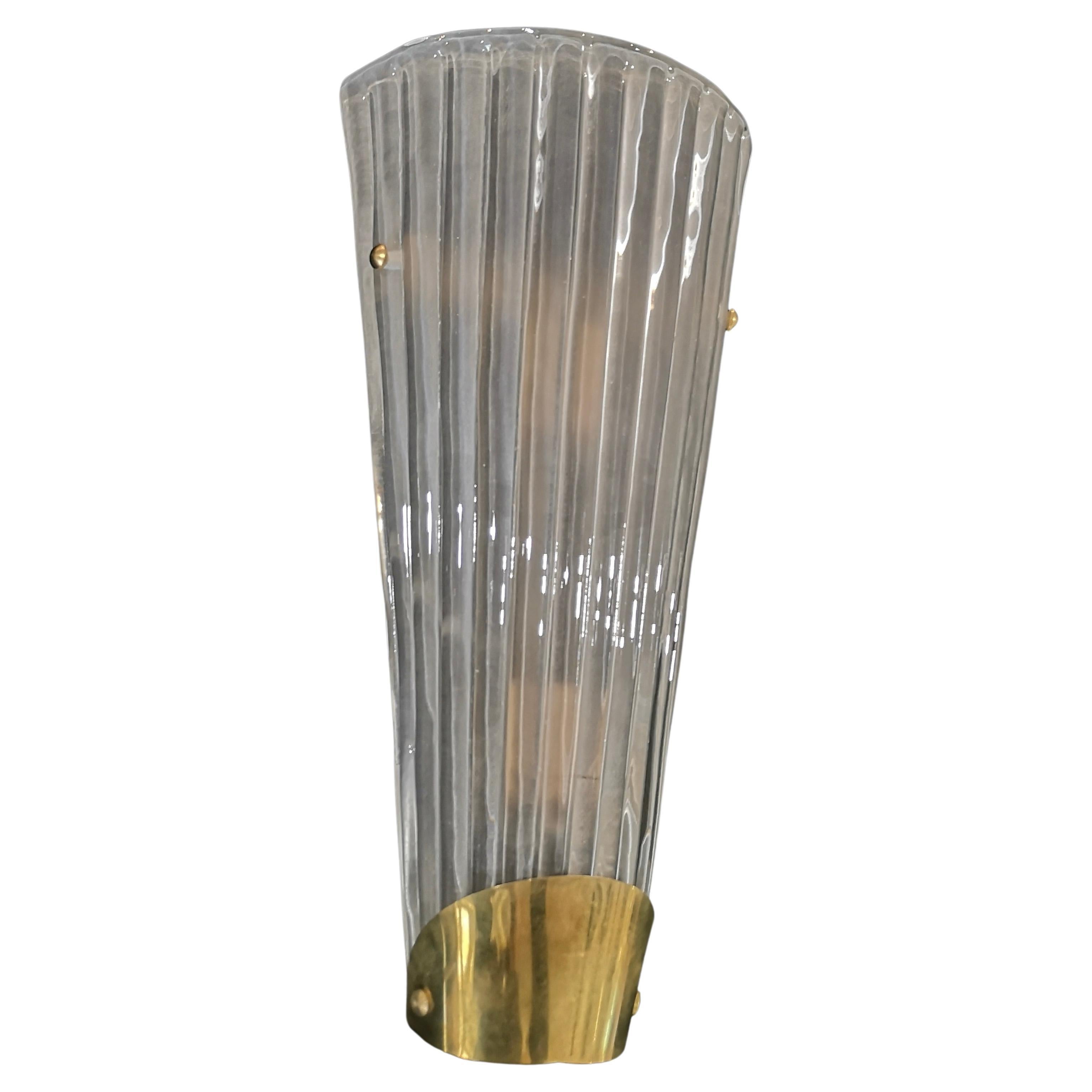 Wandleuchte und Wandleuchten aus Murano-Kunstglas in weißer Farbe und Messing, 2000