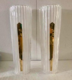 Murano Art Glass White Color and Brass Wall Light and Sconces, 2020