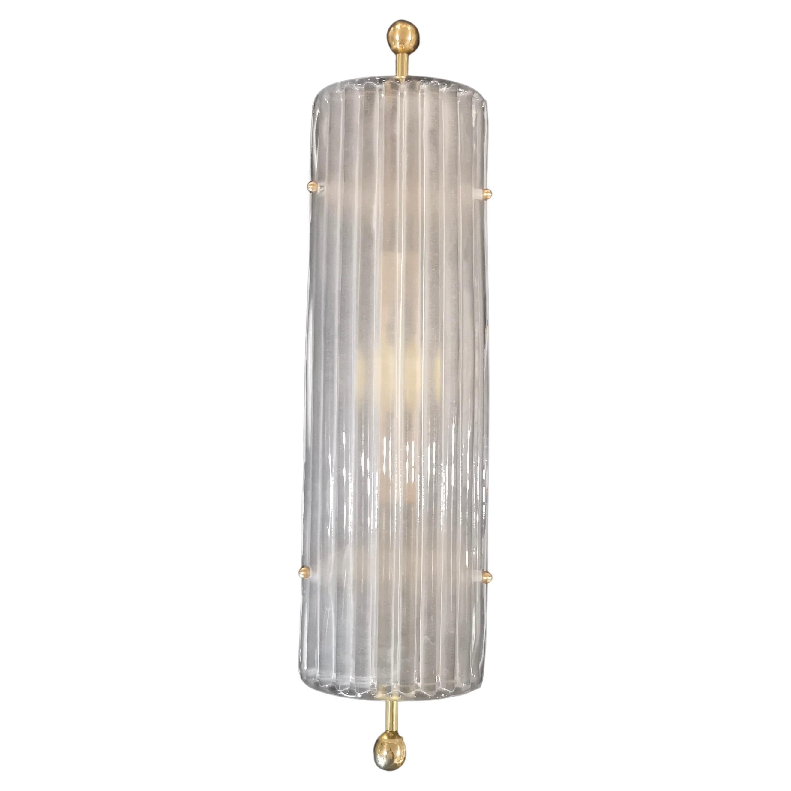 Murano Art Glass White Color and Brass Wall Light, 2020