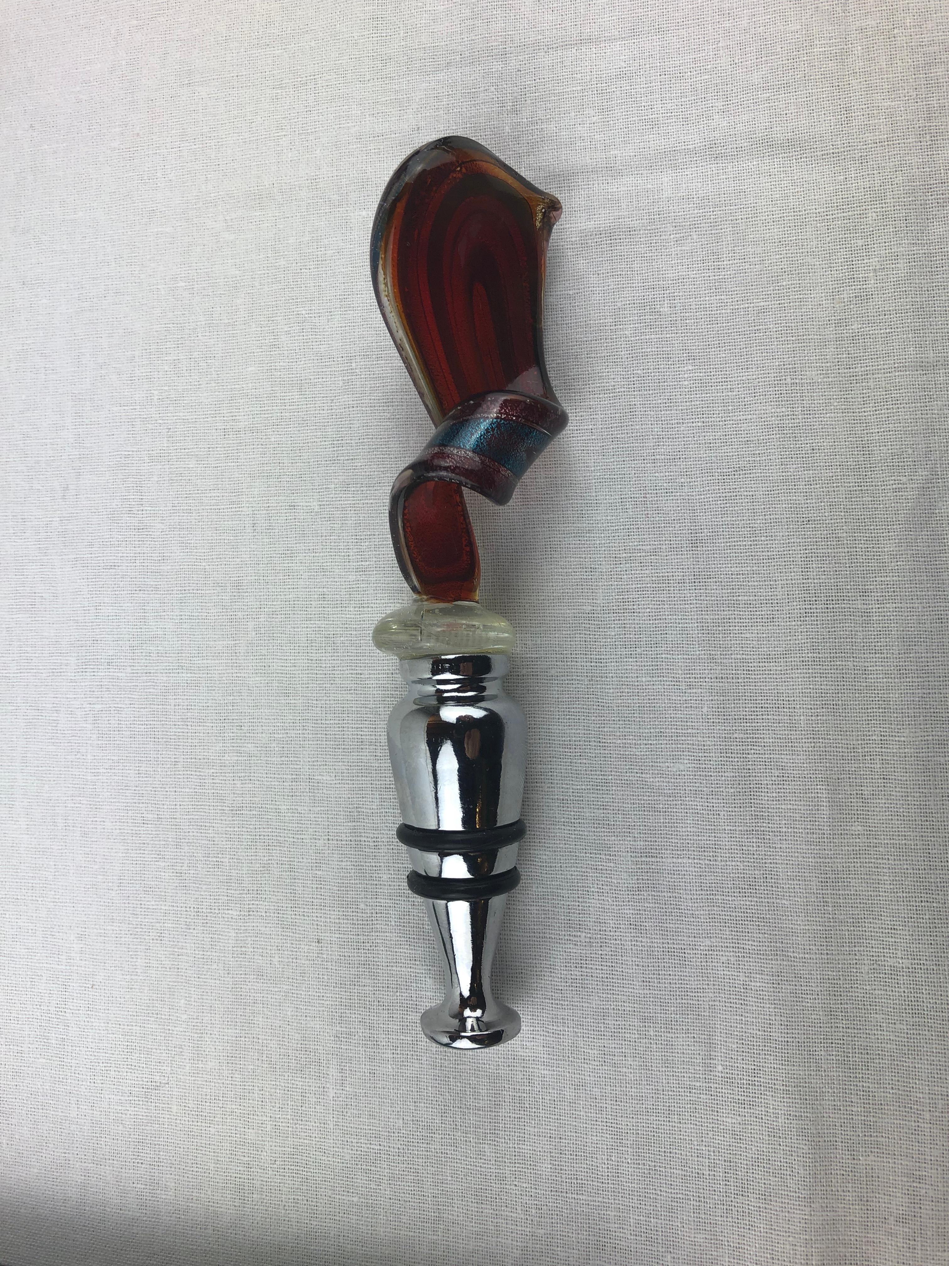Modern Murano Art Glass Wine Stopper or Glass Bottle Cork For Sale