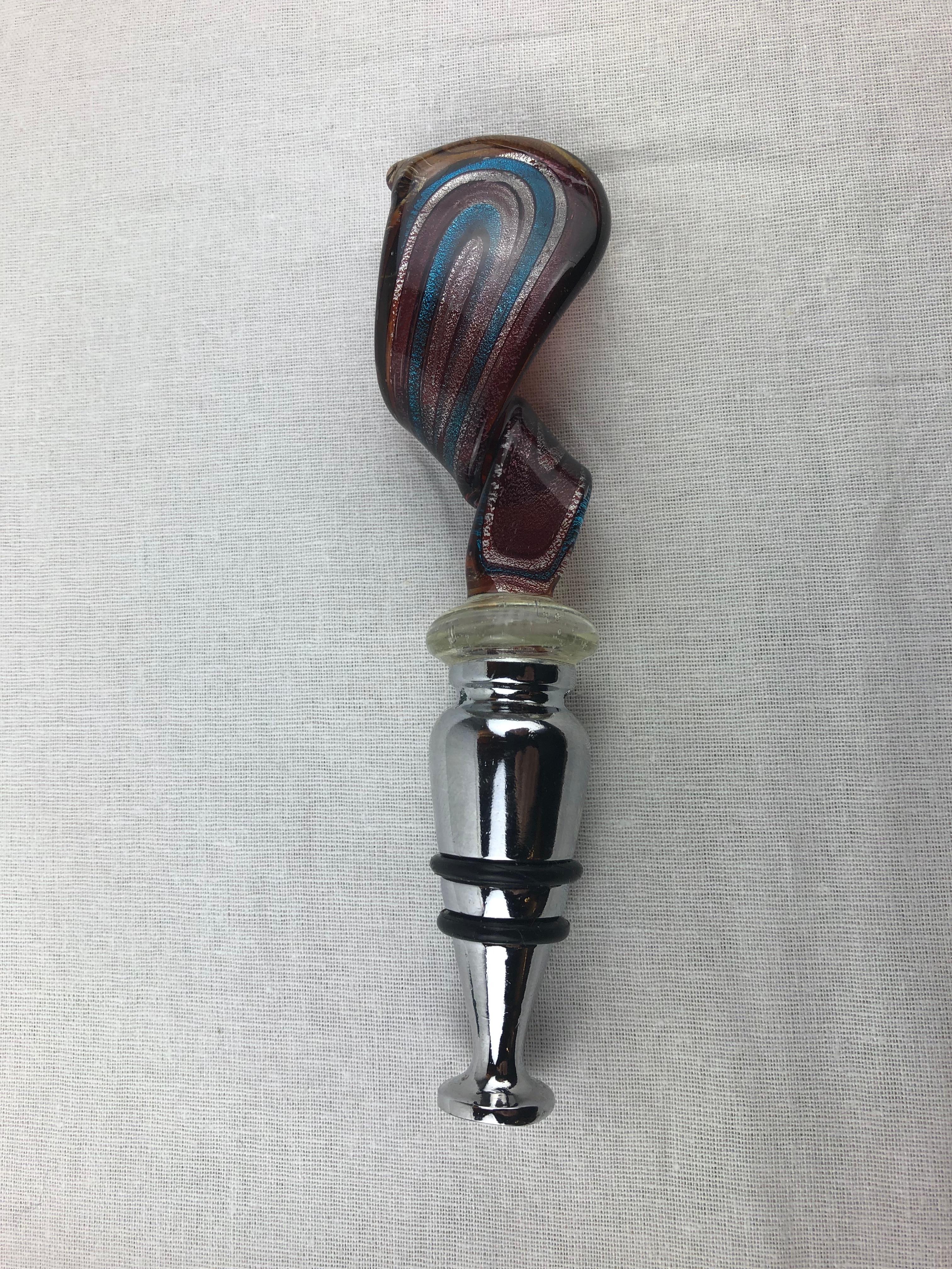 Murano Art Glass Wine Stopper or Glass Bottle Cork In Good Condition For Sale In Miami, FL