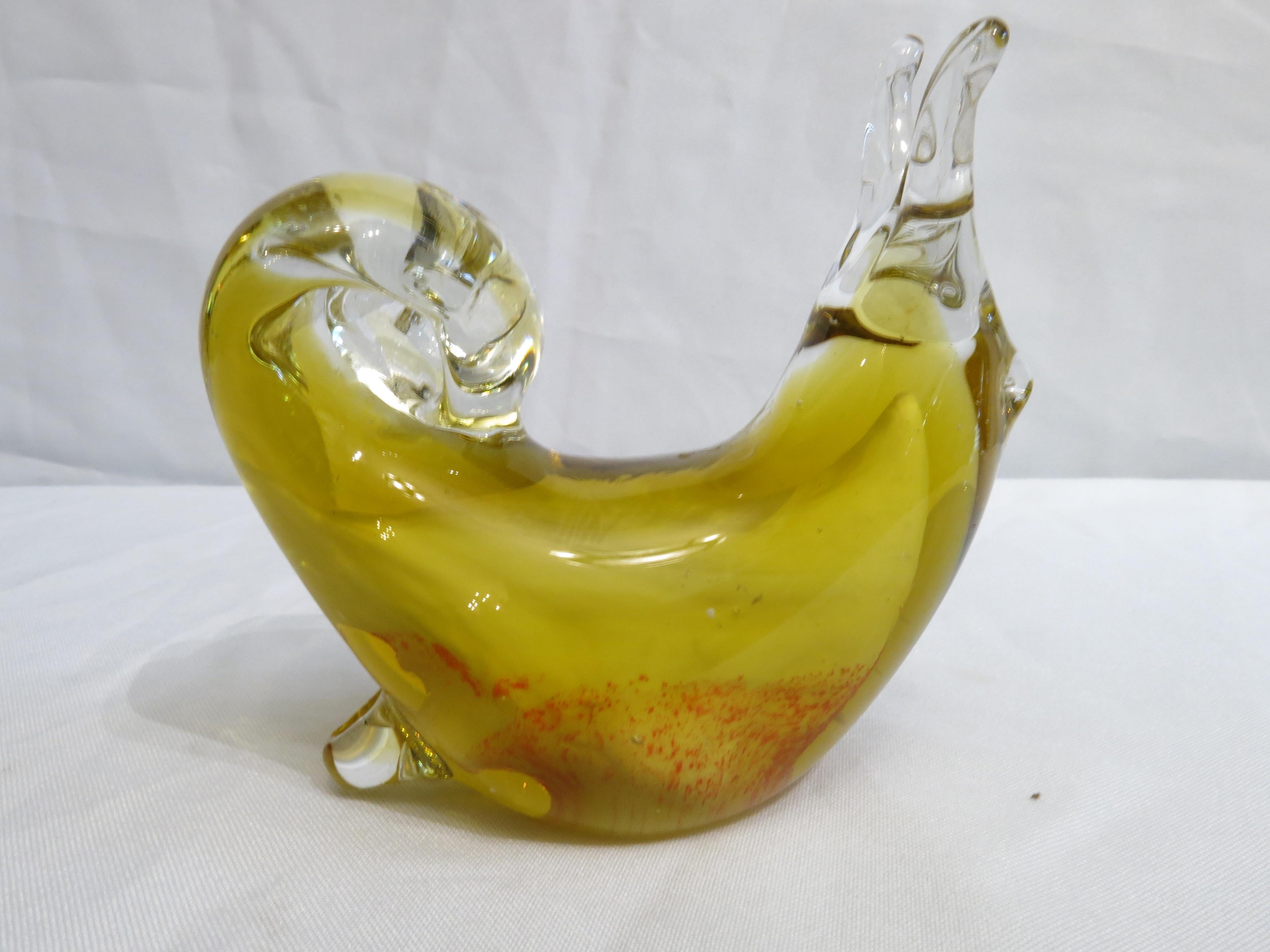 Concha Marina Amarilla y Transparente de Murano Art Glass Italiano en venta