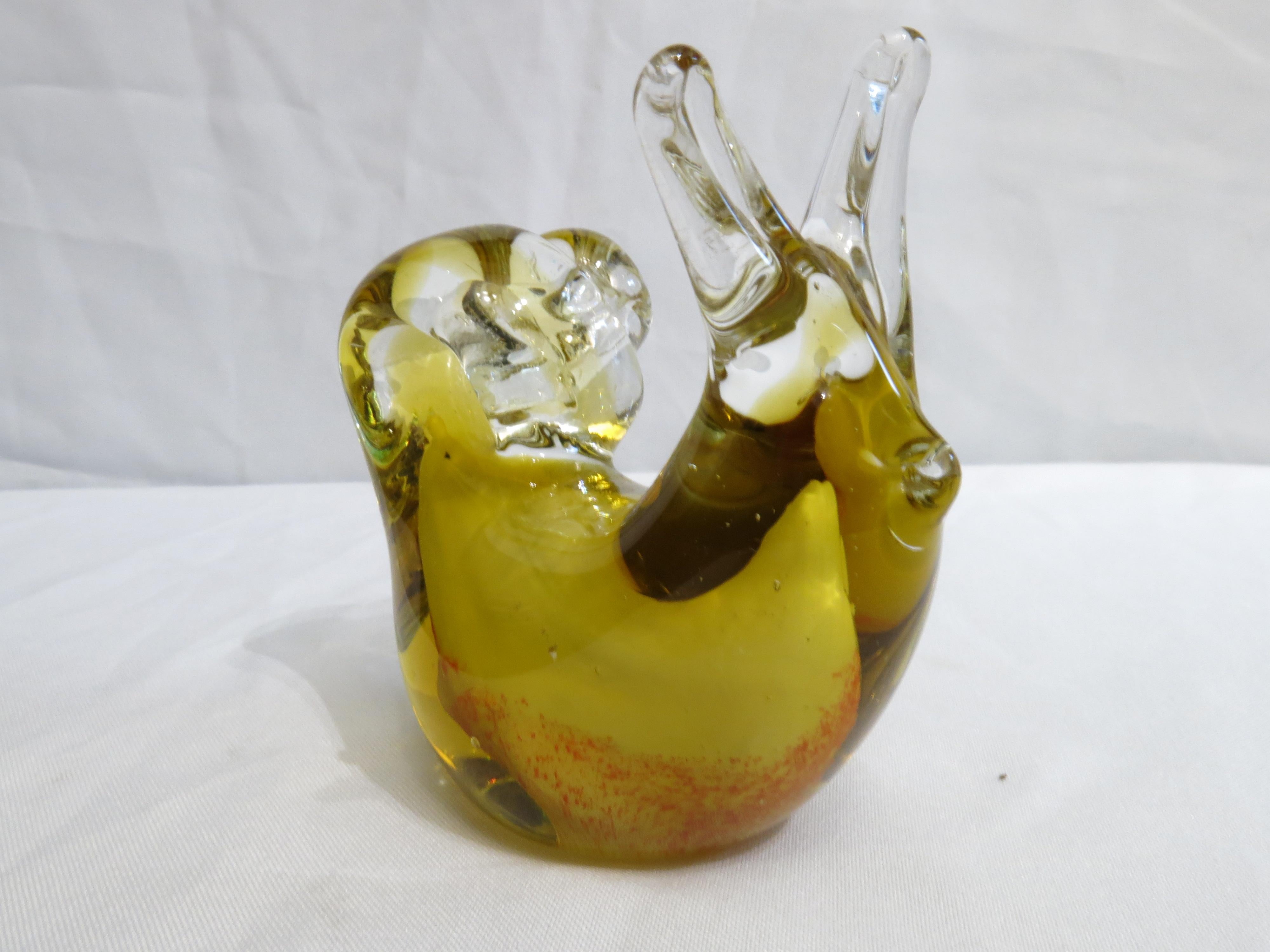 Murano Art Glass Yellow and Transparent Seashell In Good Condition For Sale In CABA, AR