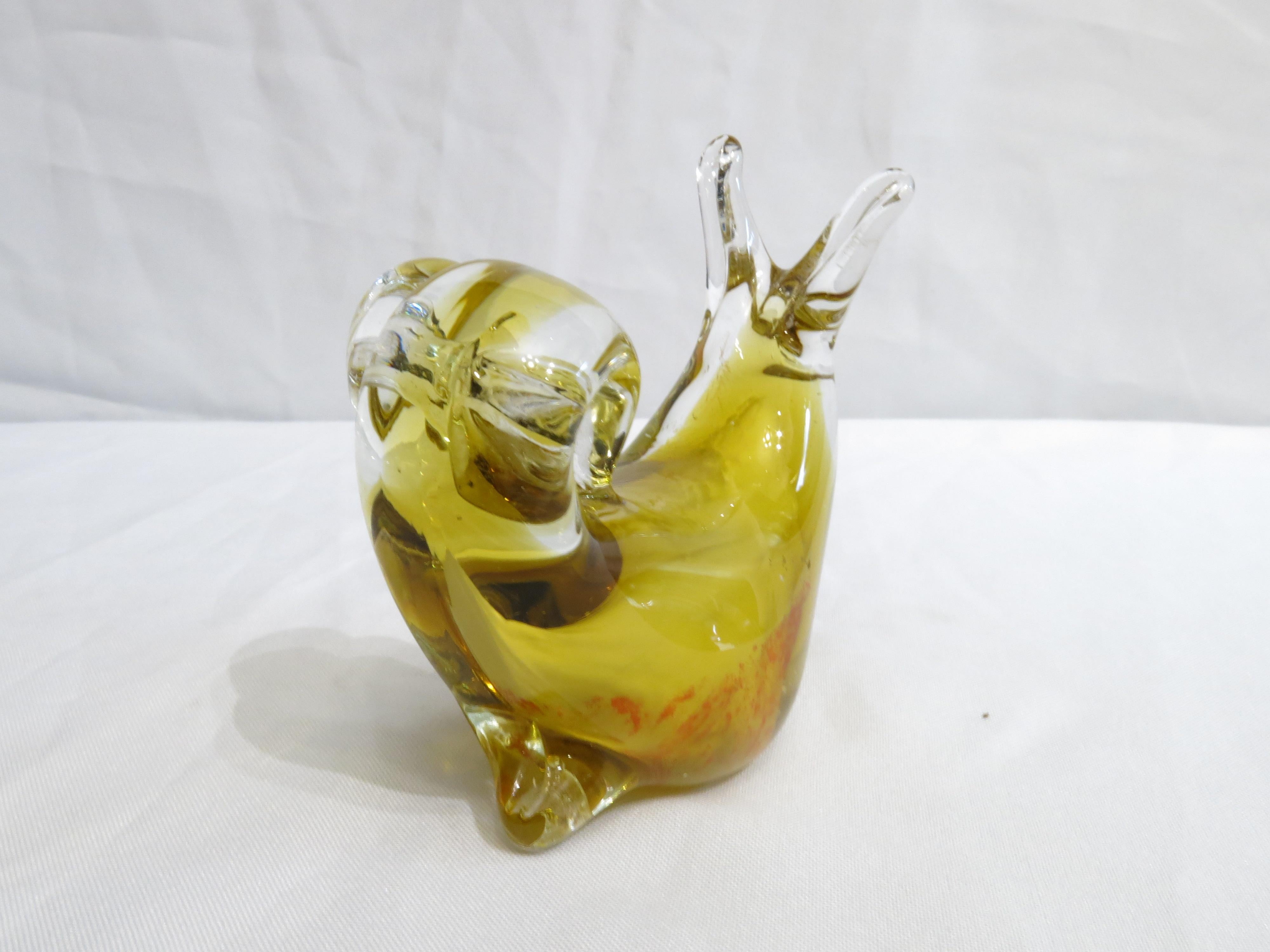 Murano Art Glass Yellow and Transparent Seashell For Sale 2