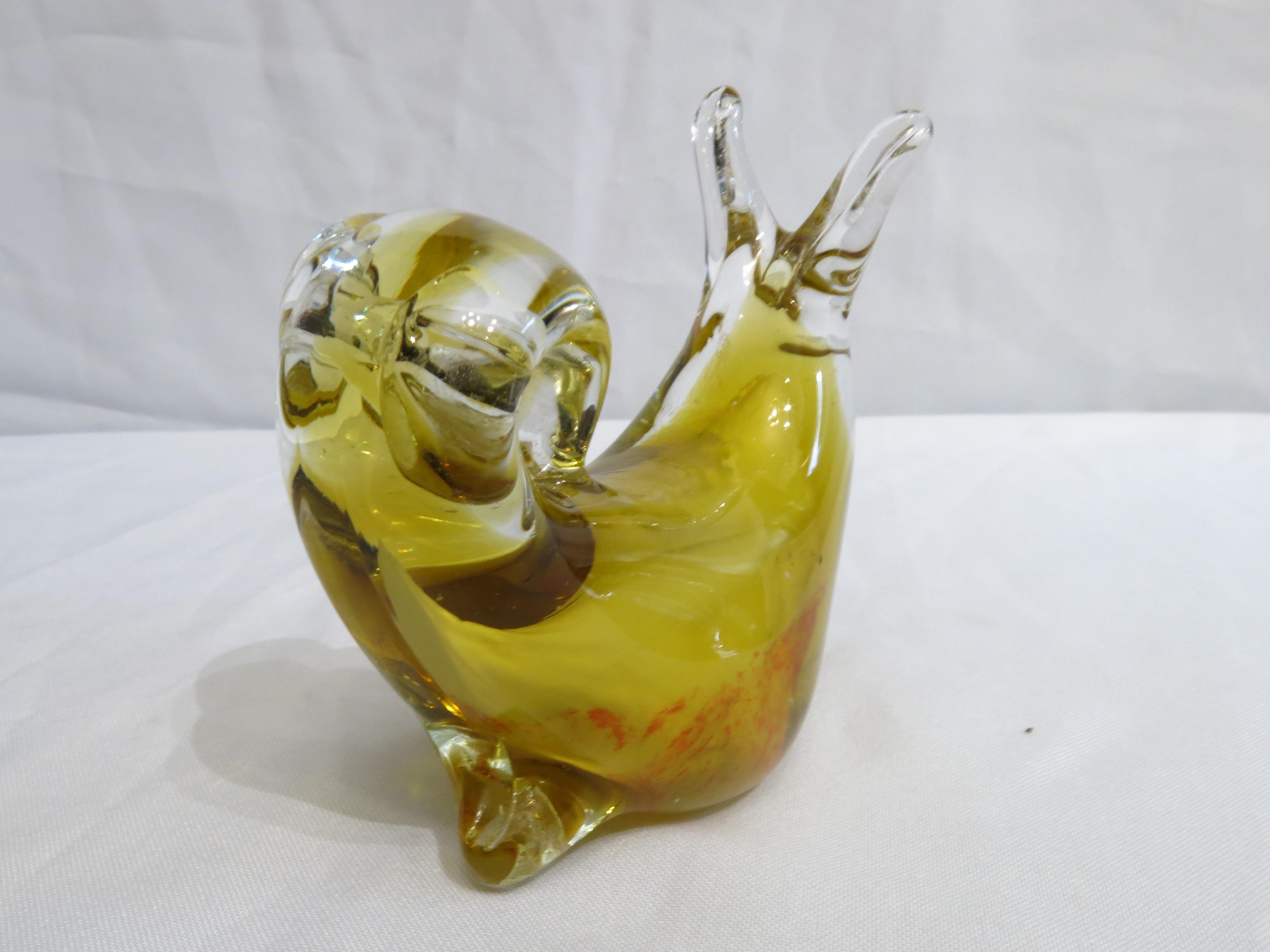 Murano Art Glass Yellow and Transparent Seashell For Sale 3