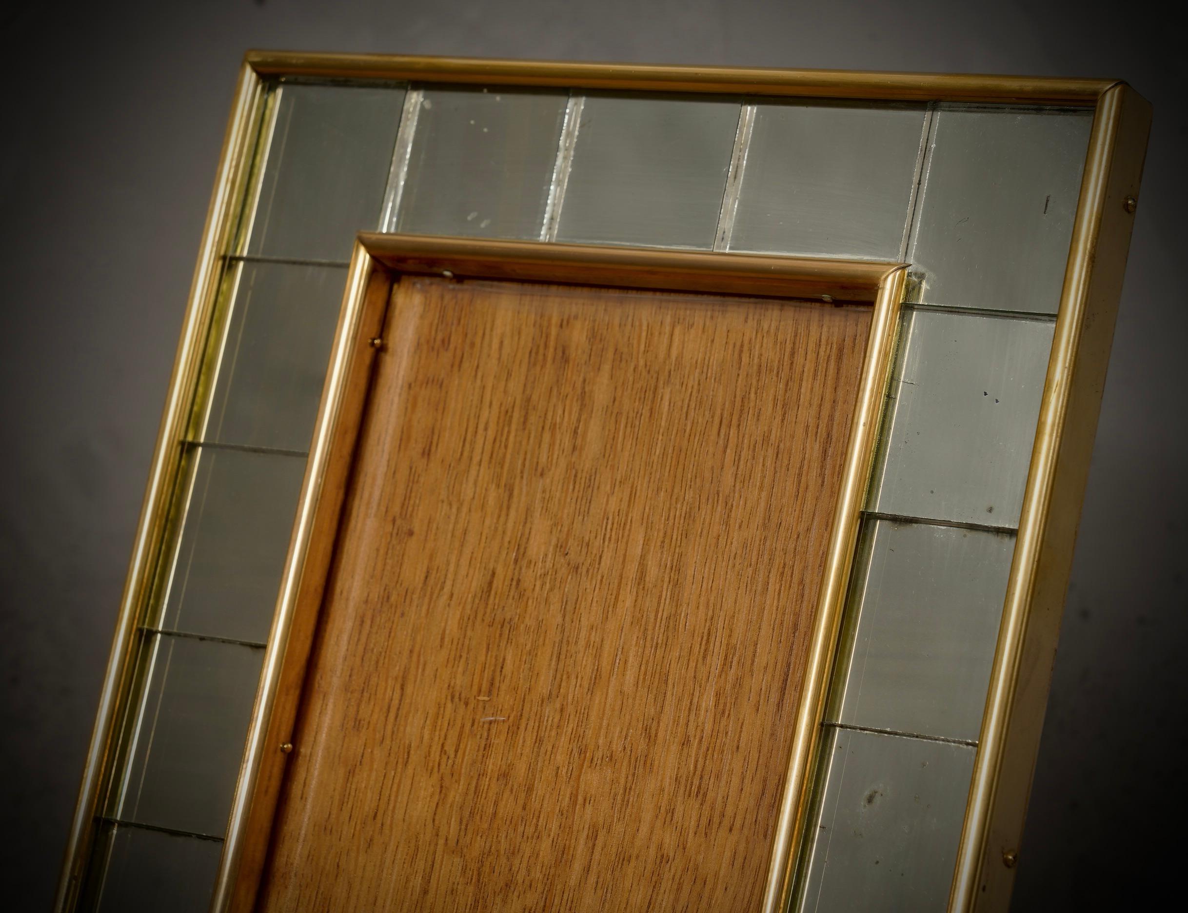 Mid-Century Modern Murano Art Mirror and Brass Picture Frames, 1970 For Sale