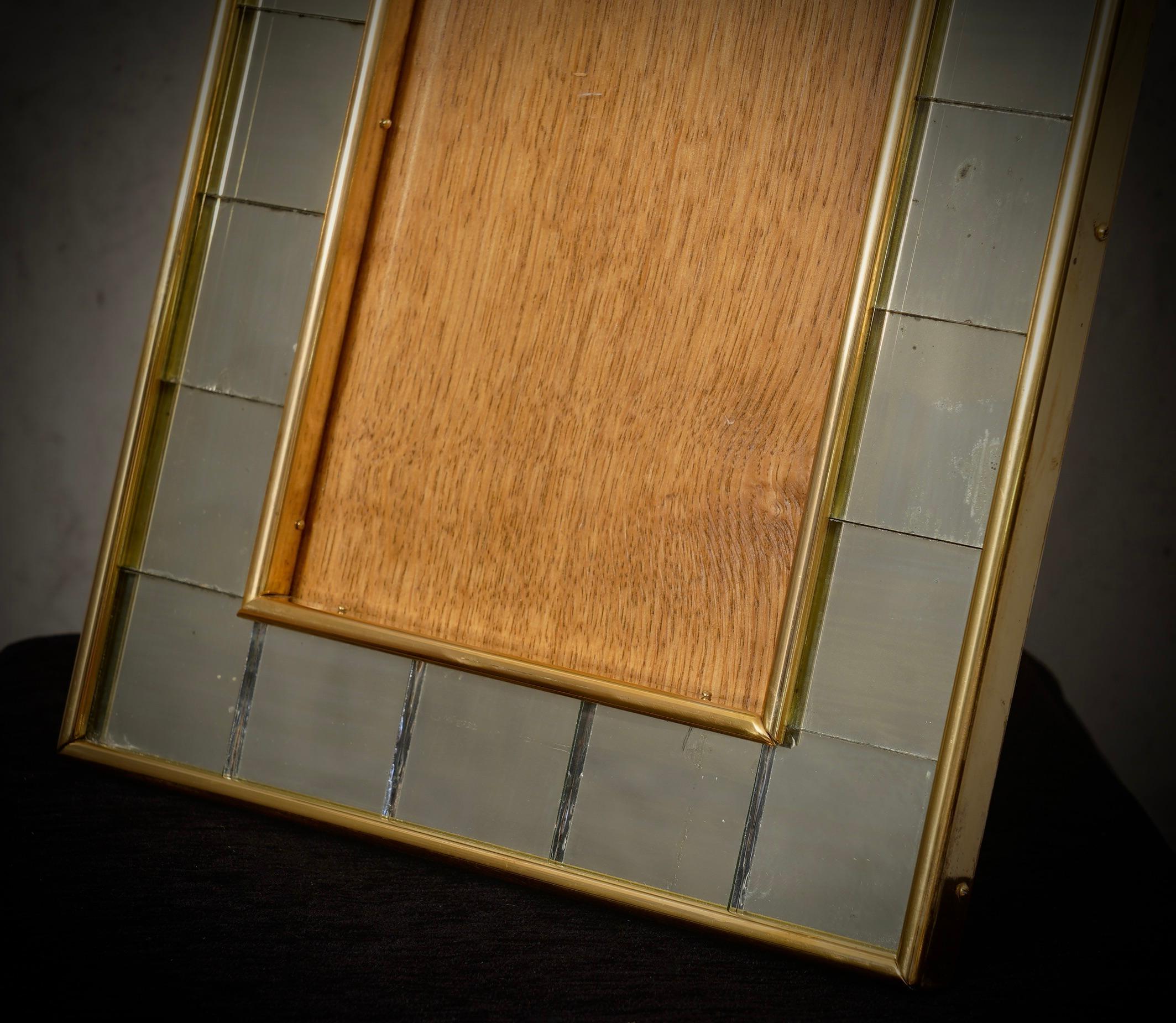 Italian Murano Art Mirror and Brass Picture Frames, 1970 For Sale