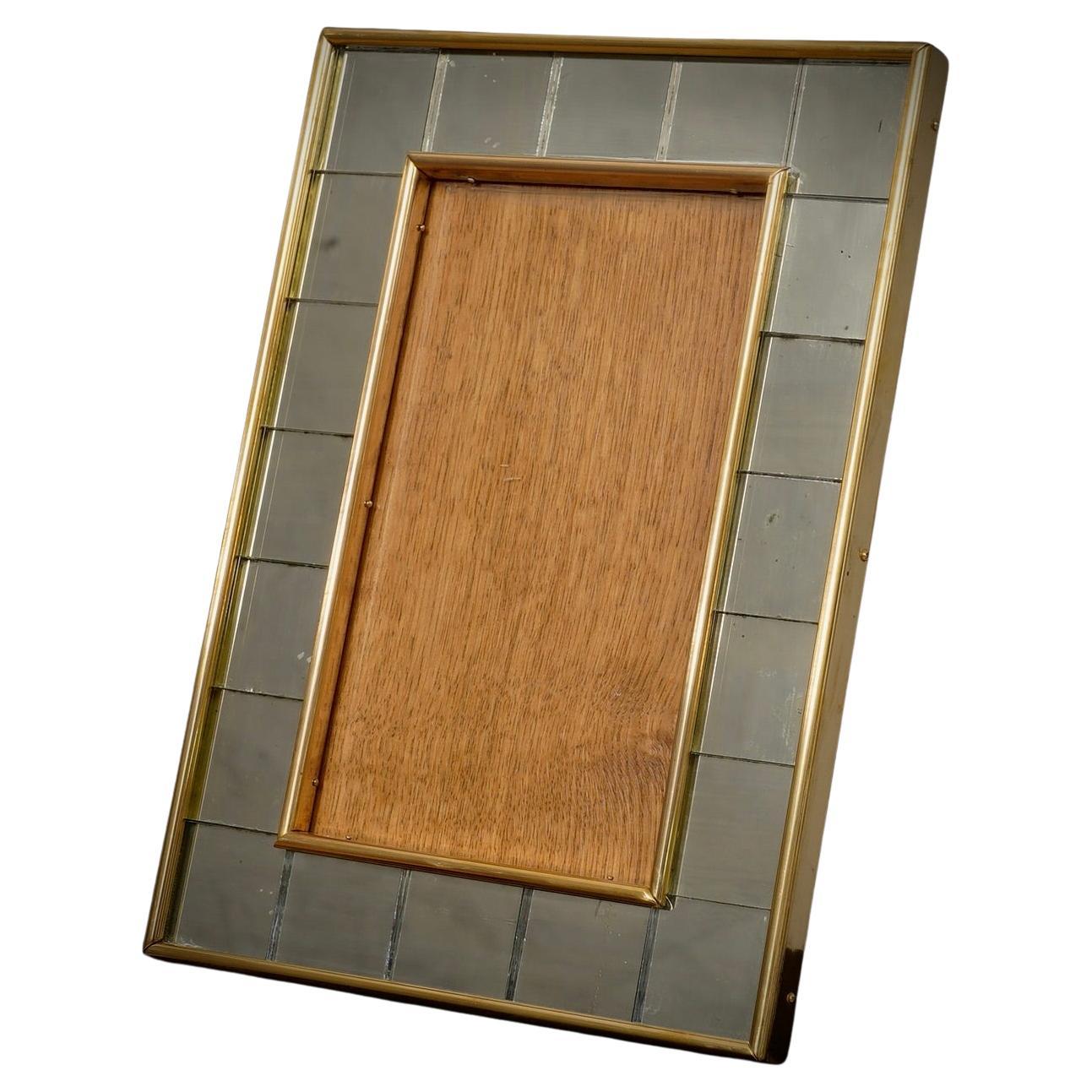 Murano Art Mirror and Brass Picture Frames, 1970 For Sale