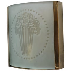 Murano Art Nouveau Square Art Glass and Brass Wall Light, 1910