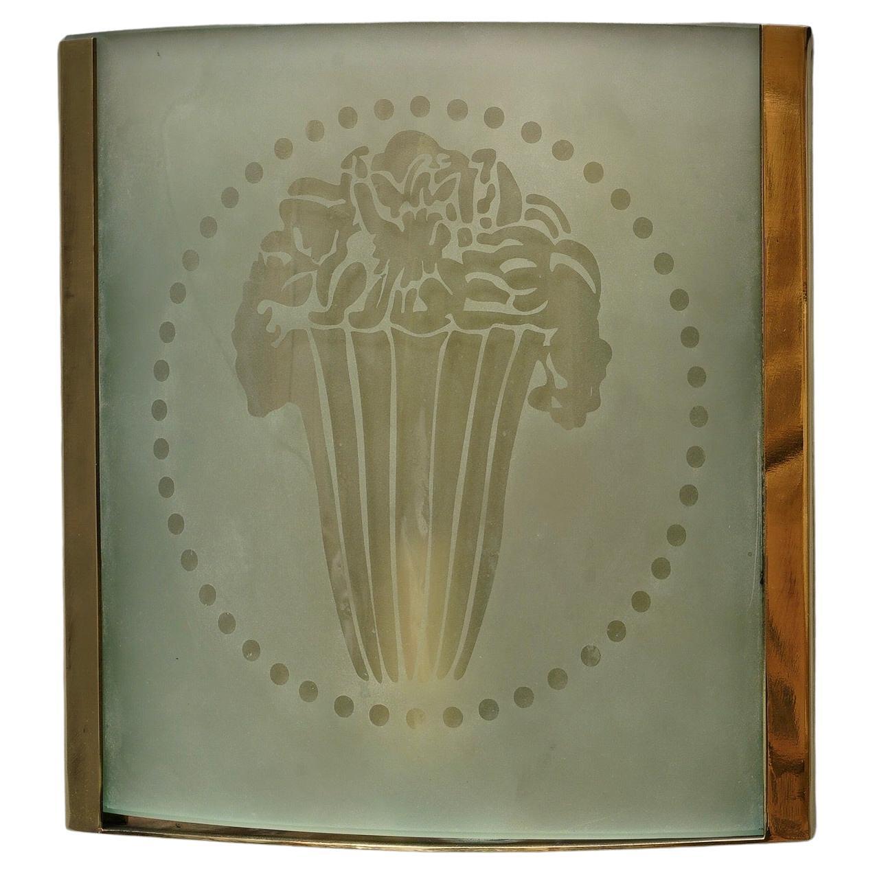 Applique murale et applique carrée Art Nouveau de Murano en verre et laiton, 1910