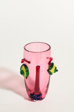 Vase avec visage abstrait d'un artiste de Murano