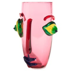 Murano Artist Abstract Face Vase