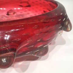 Murano Artistic Blown Glass "Cactus" Bowl Red, circa 1950