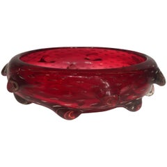Murano Artistic Blown Glass "Cactus" Bowl Red, circa 1950