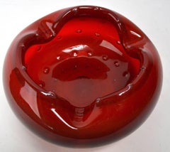 Murano Ashtray in Red with Controlled Bubbles