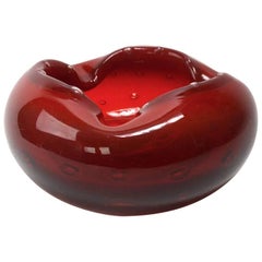 Murano Ashtray in Red with Controlled Bubbles