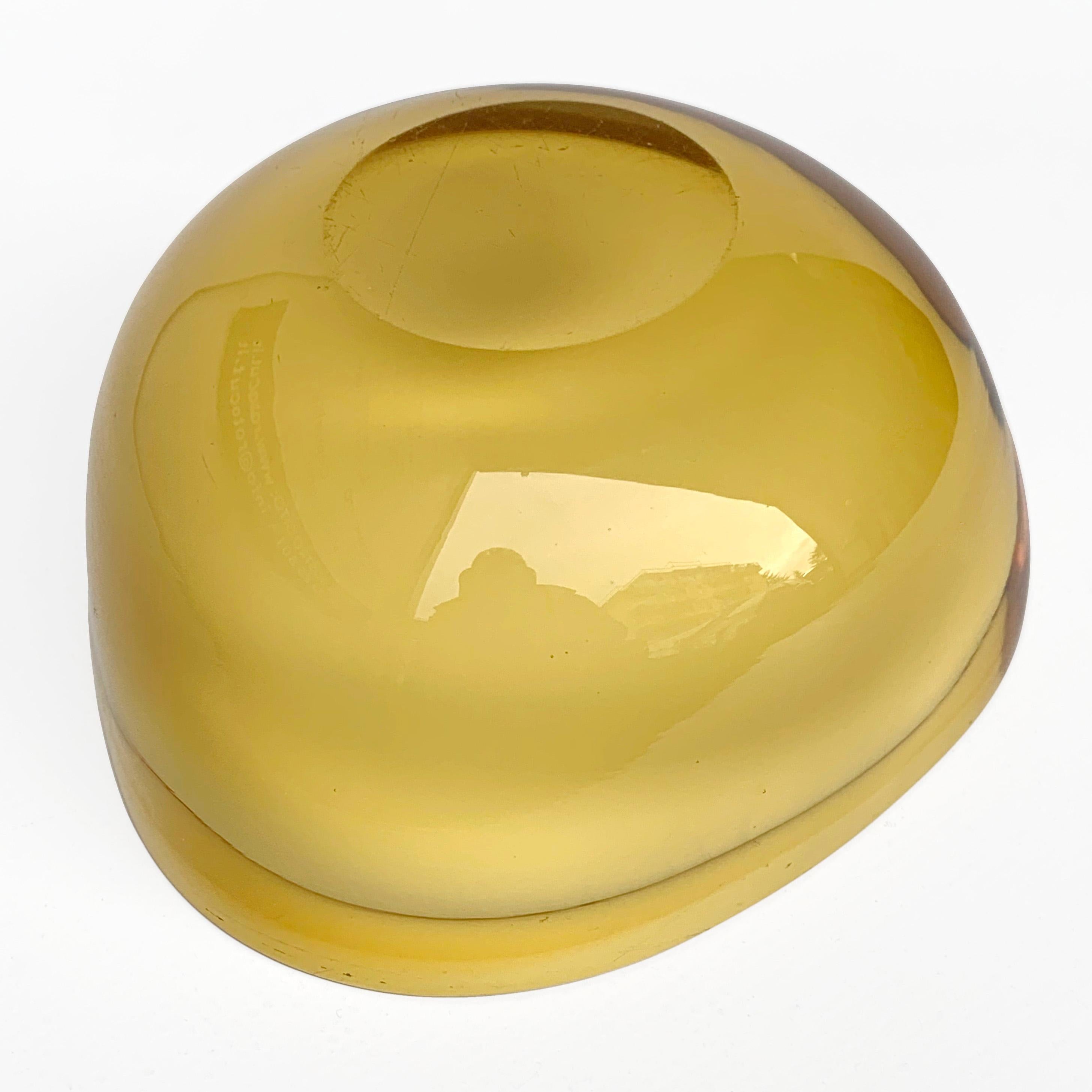 Murano Ashtray or Bowl, Flavio Poli, Submerged Glass, Yellow Cream, Italy, 1960 7