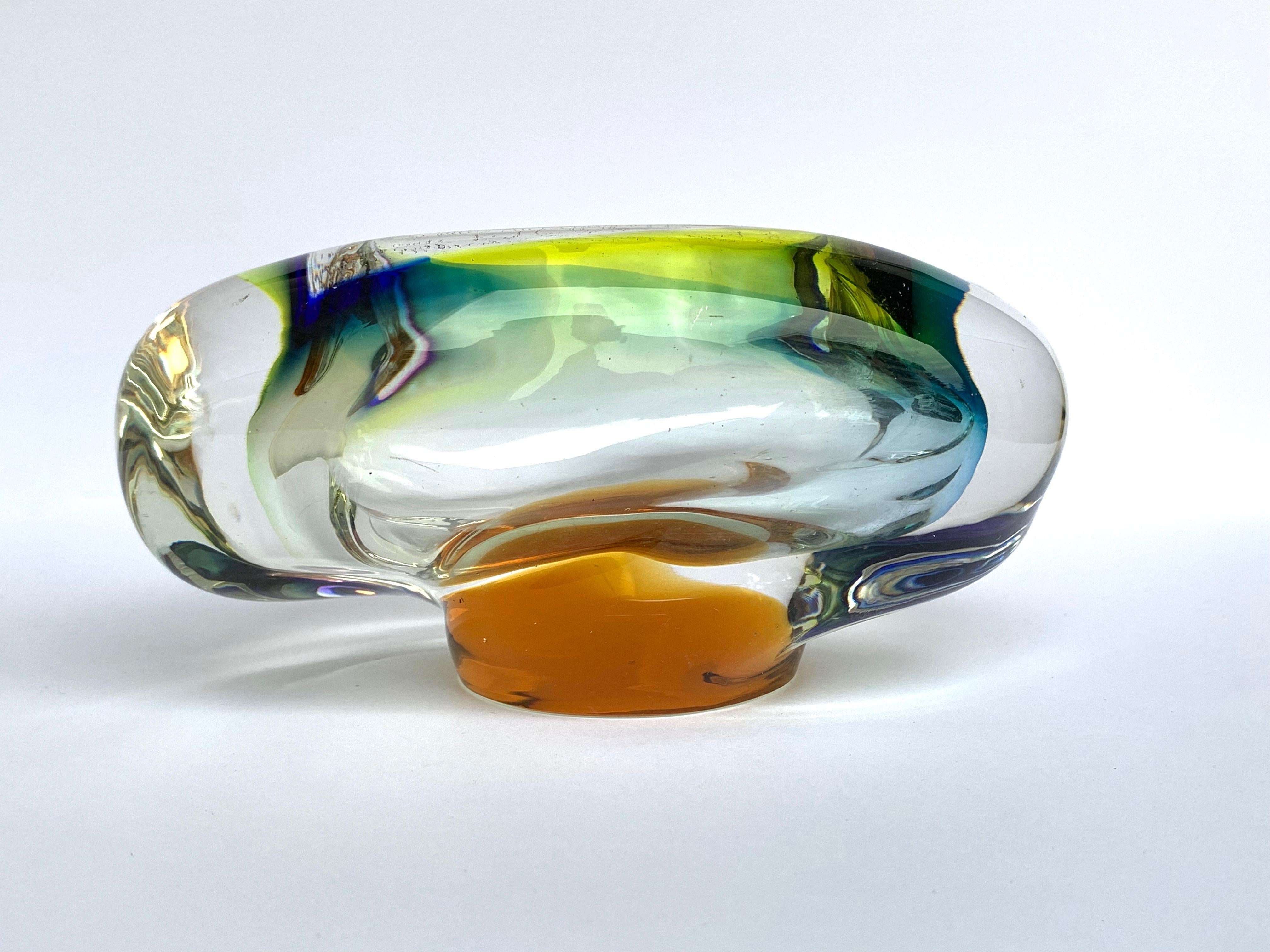 Murano Ashtray or Bowl, Submerged Glass, Multi-Color, Italy, 1960 In Good Condition In Roma, IT