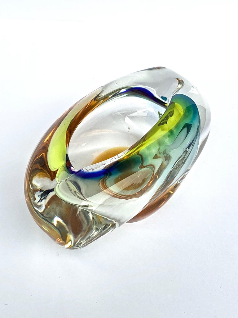 Murano Ashtray or Bowl, Submerged Glass, MultiColor, Italy, 1960 at