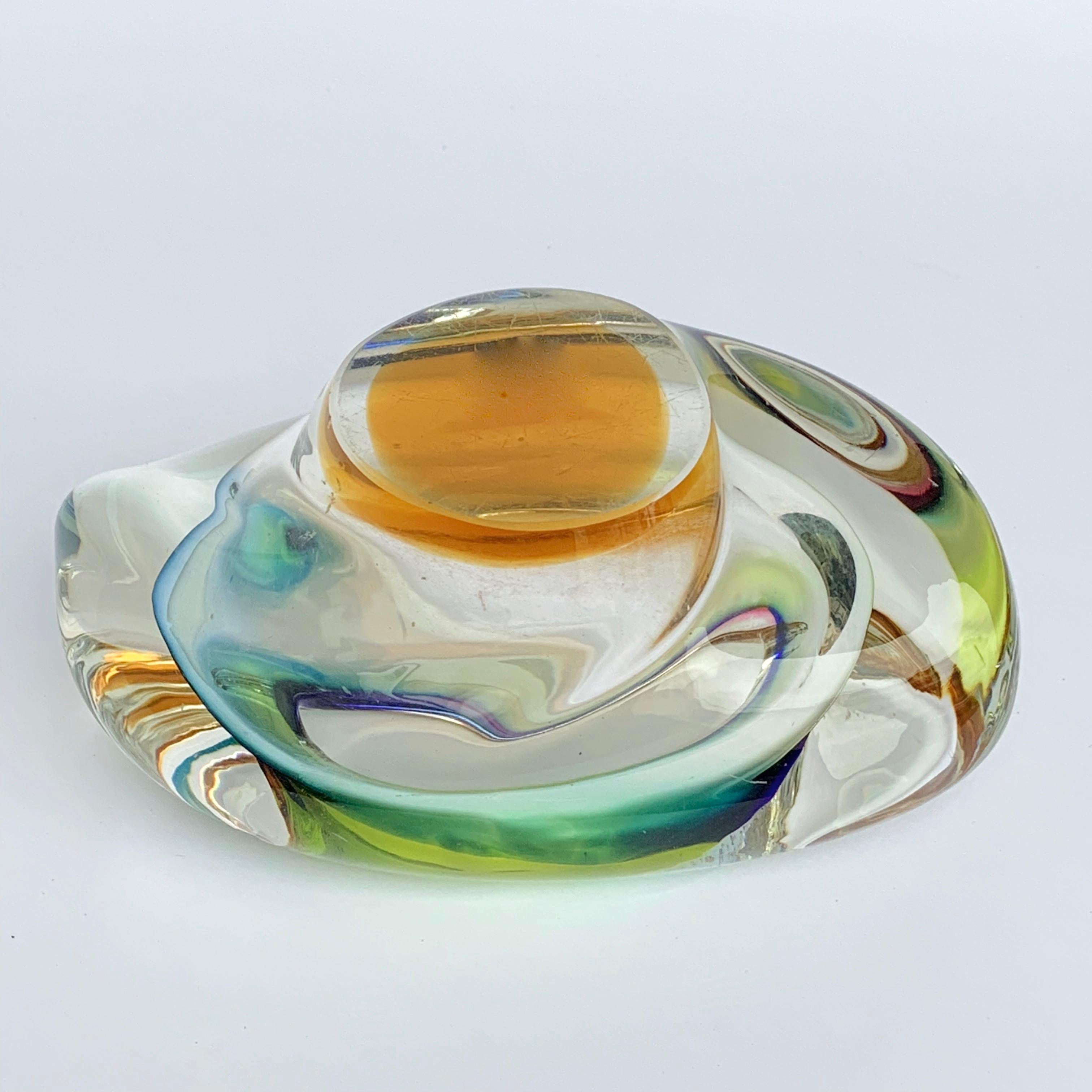 Murano Ashtray or Bowl, Submerged Glass, Multi-Color, Italy, 1960 2