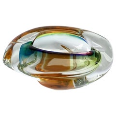 Murano Ashtray or Bowl, Submerged Glass, Multi-Color, Italy, 1960