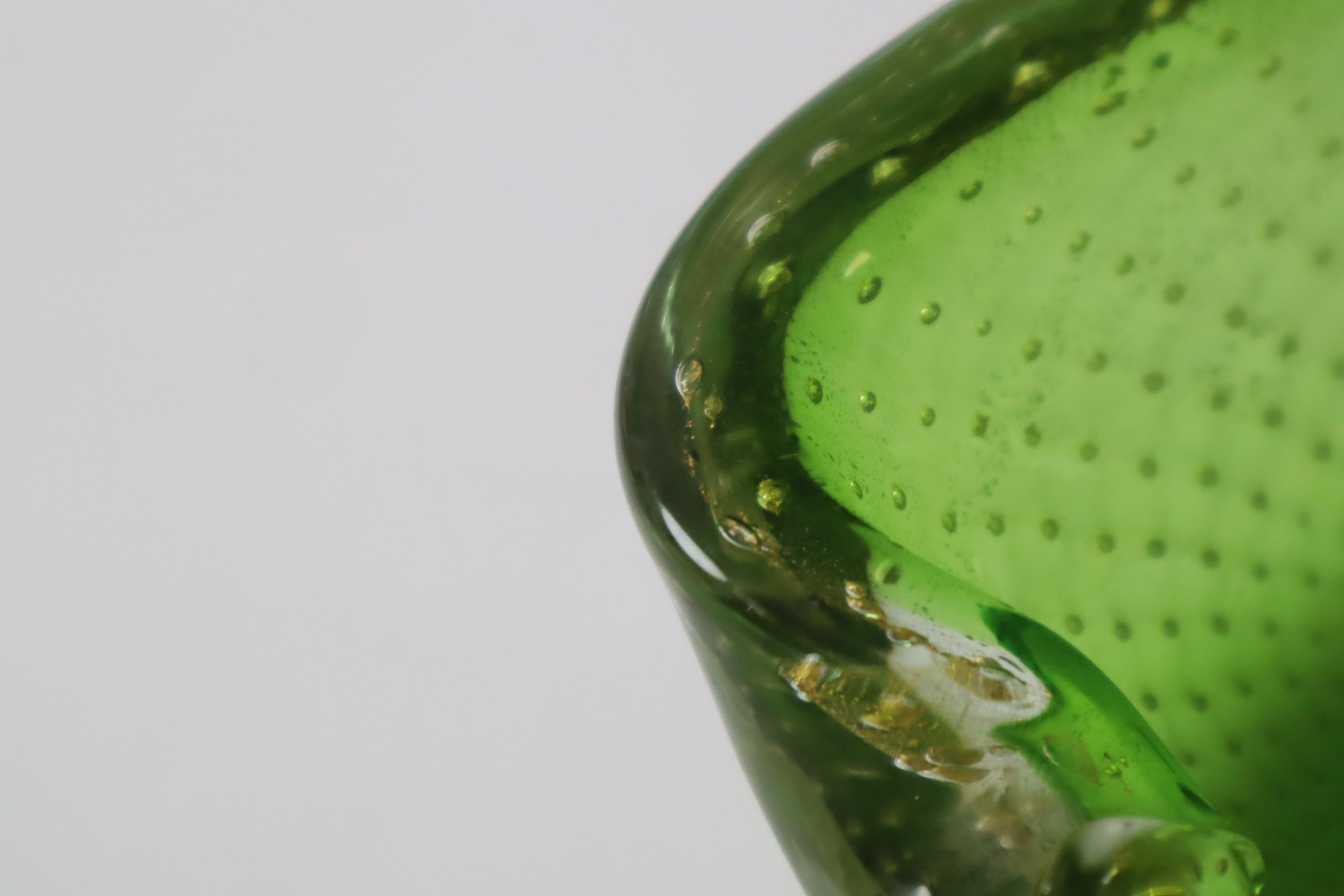 Cenicero de Murano La manzana de oro verde, Italia Años 60 3