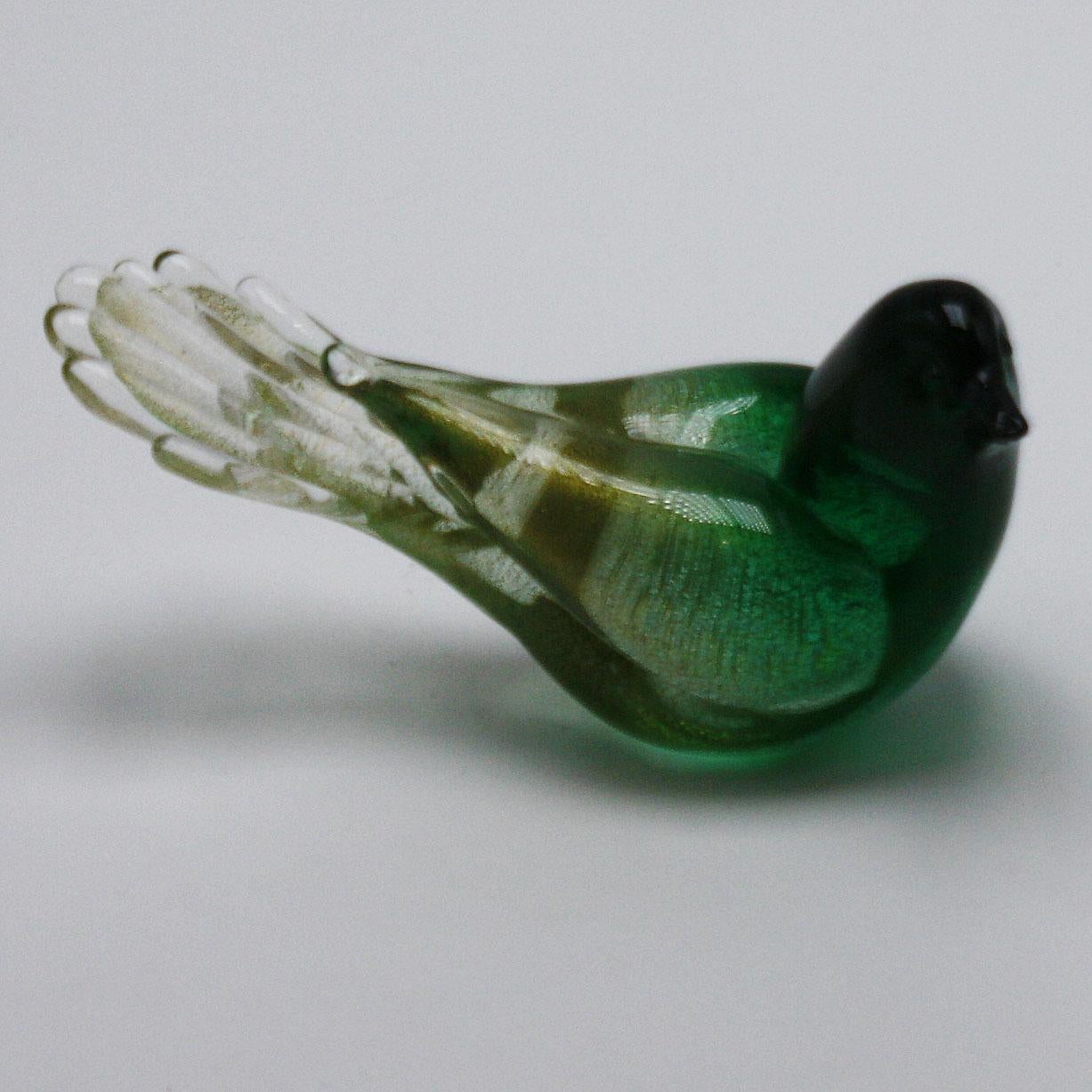 Murano aventurine crystal bird, circa 1960.