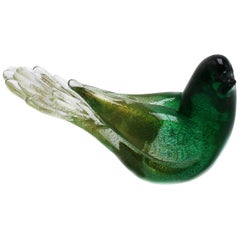 Murano Aventurine Crystal Bird, circa 1960