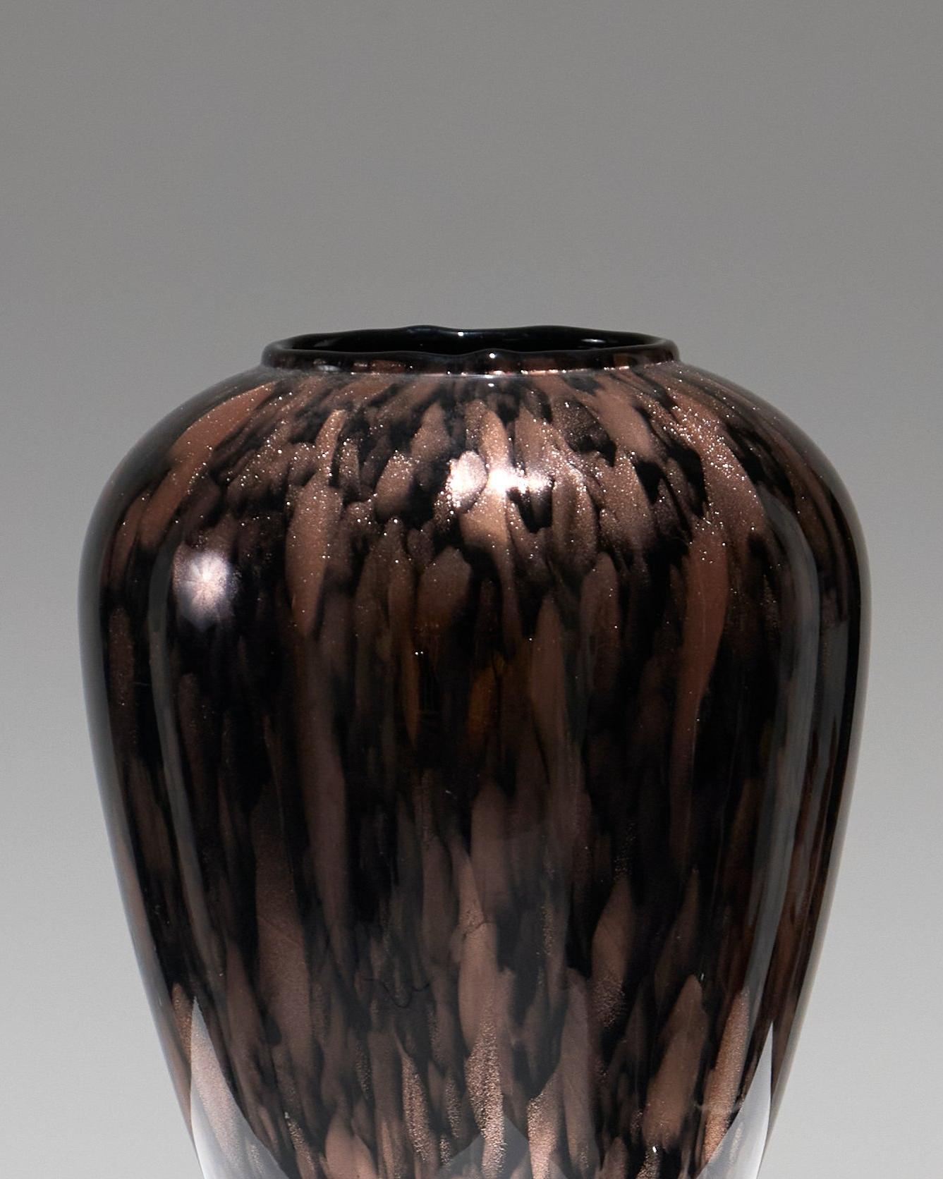 Murano Aventurine Glass Vase, 1960s en Bueno estado para la venta en PARIS, FR