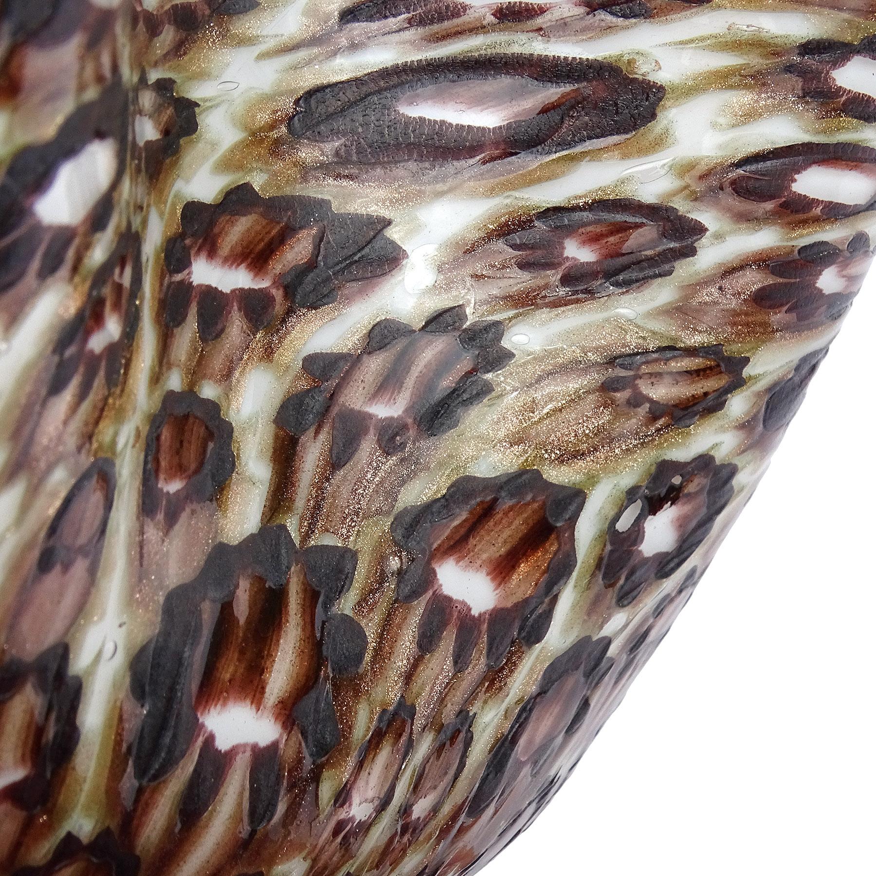 Murano Aventurina Millefiori Estrellas Arte Italiano Vidrio Fazzoletto Jarrón Escultura Hecho a mano en venta