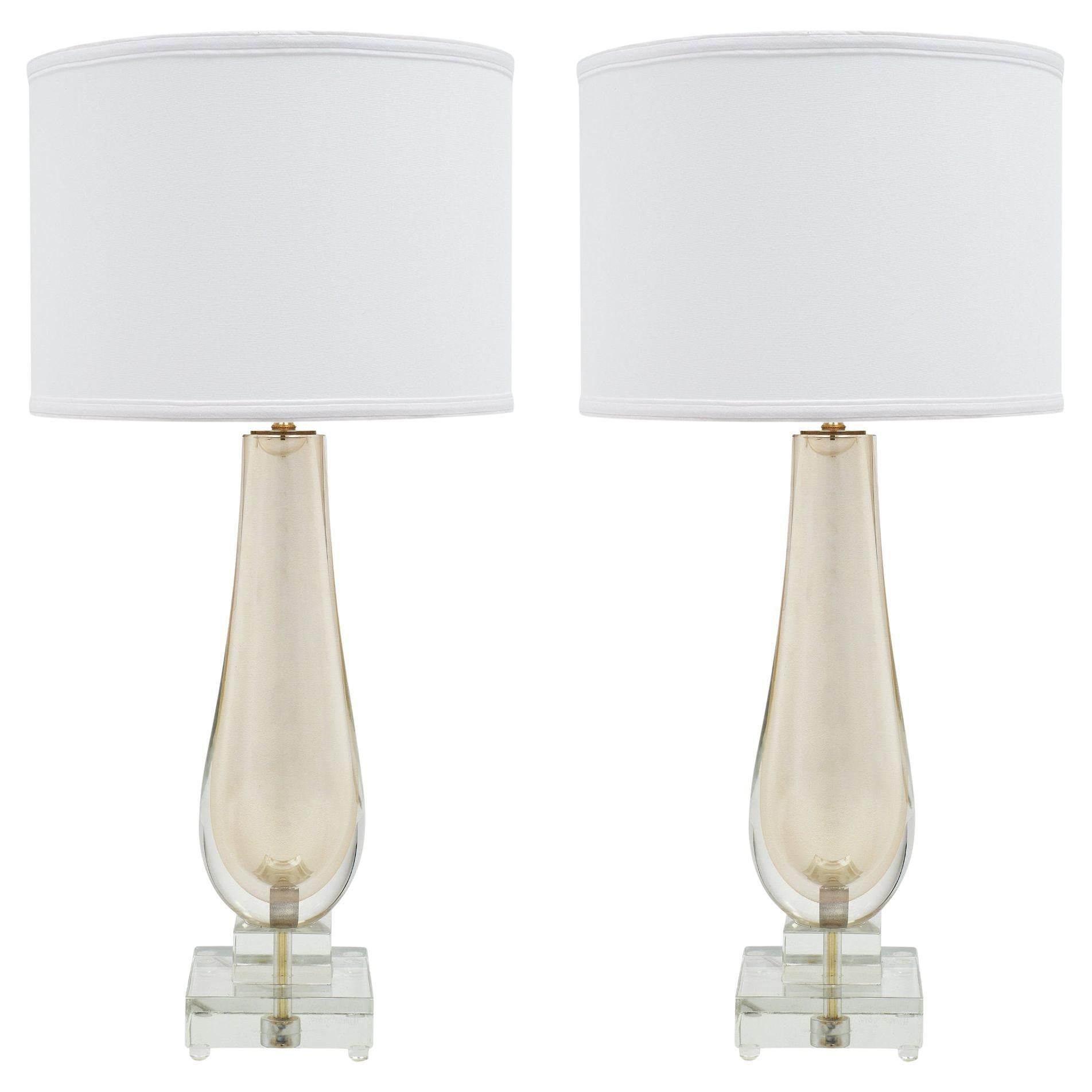 Murano Avventurina Glass Table Lamps with Gold Flecks, Italy