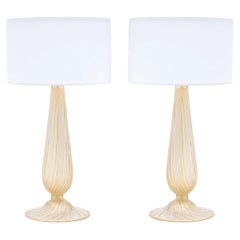 Murano Avventurina Glass Table Lamps, Gold Flecks, Italian Design, New