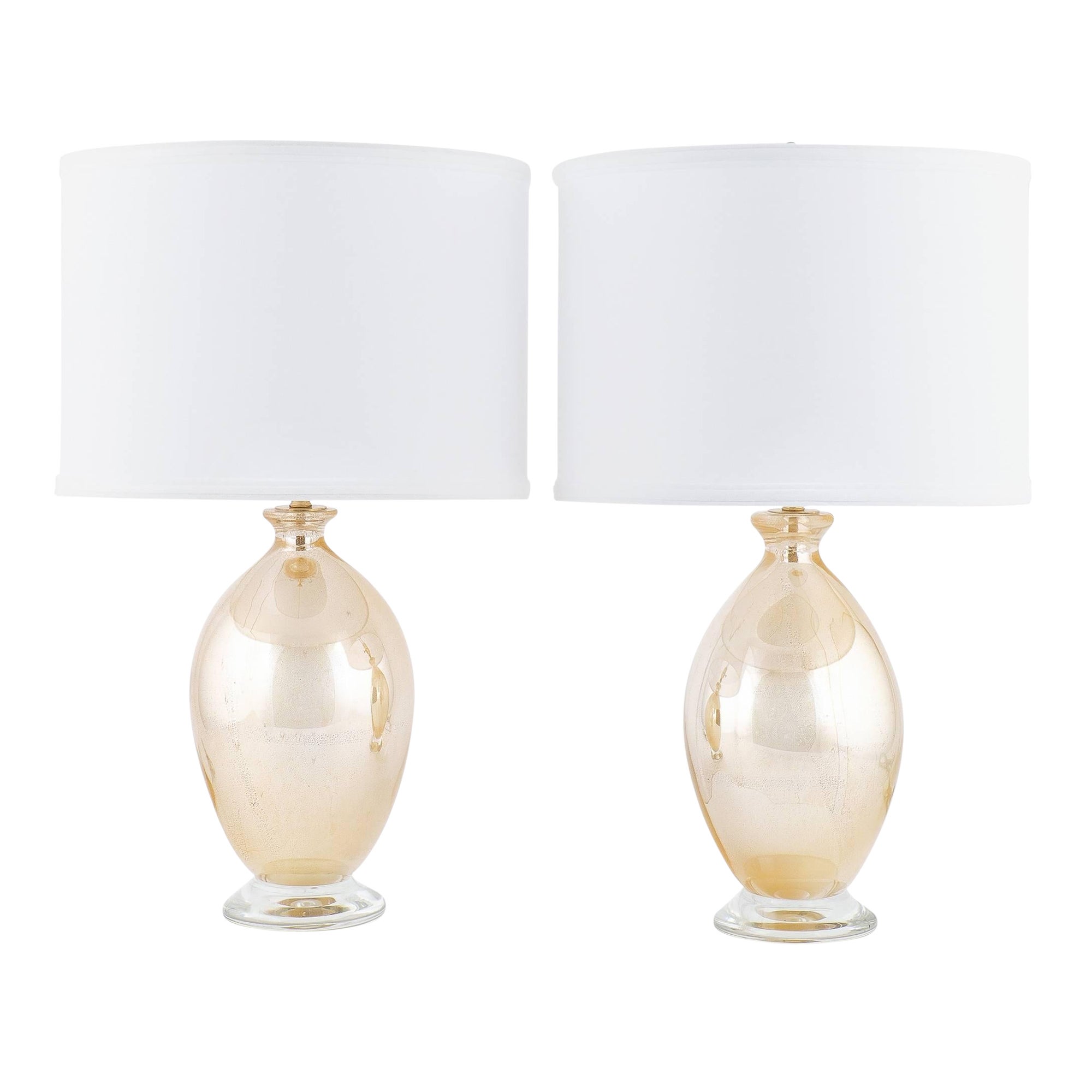 Lampade da tavolo in vetro specchiato "Avventurina" di Murano
