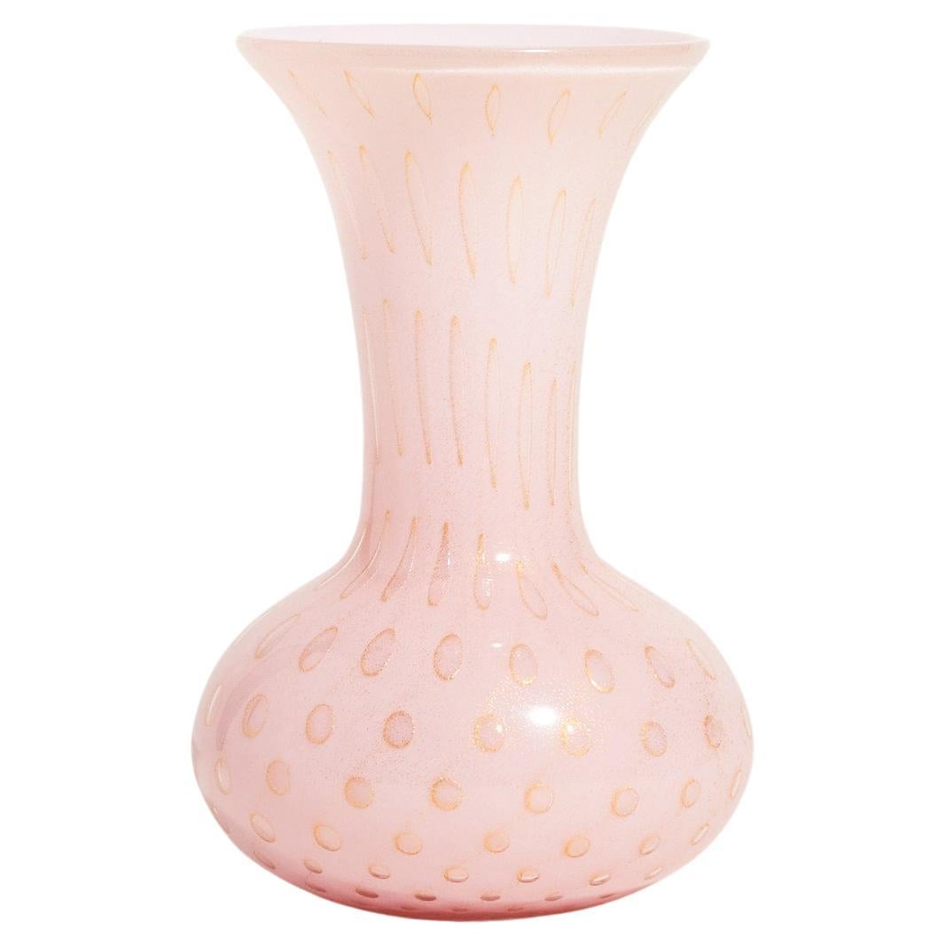 Murano Baby Pink Bubble Glass Vase