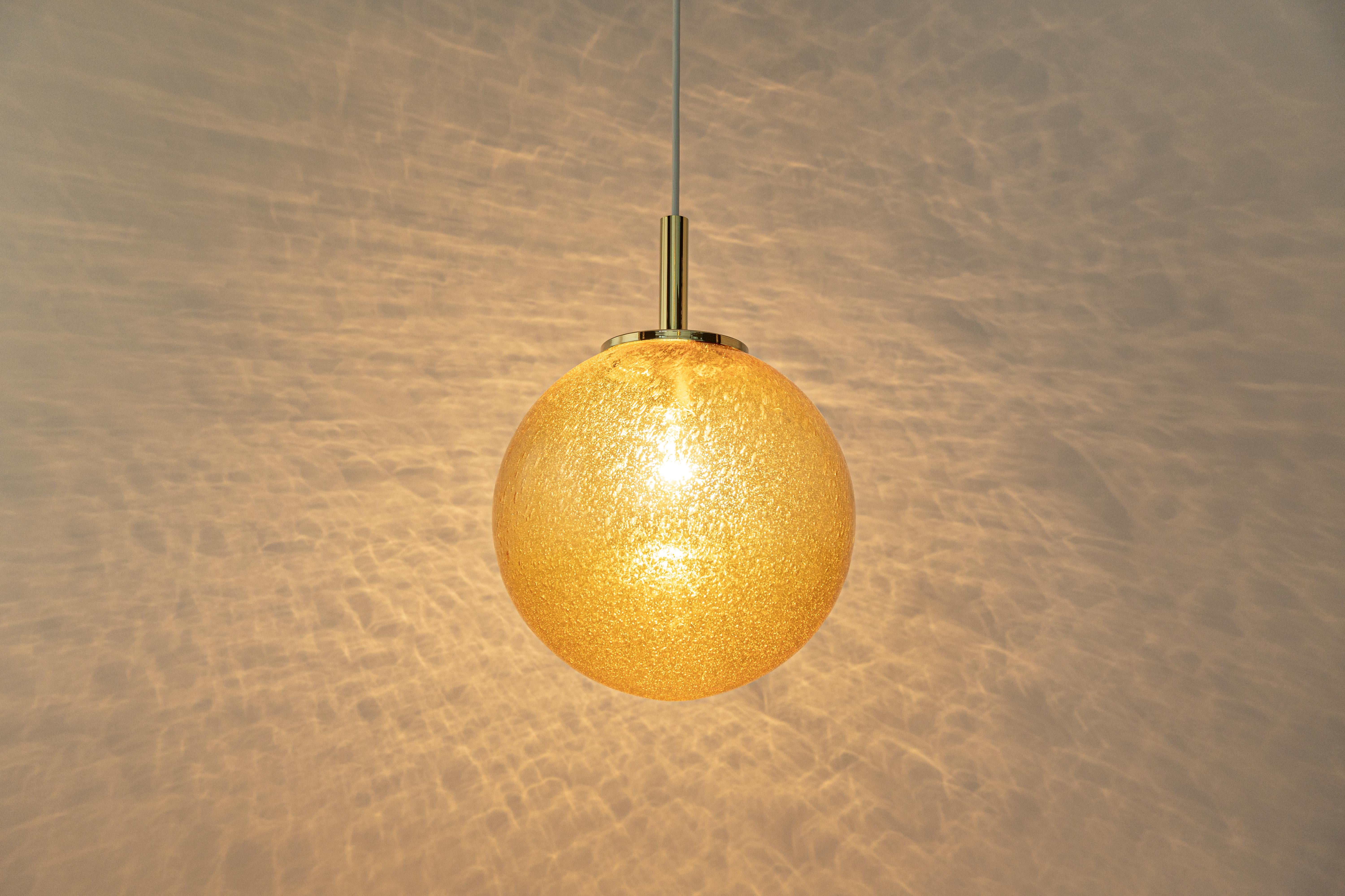 Murano Ball Pendant Light by Doria, Germany, 1970s For Sale 4