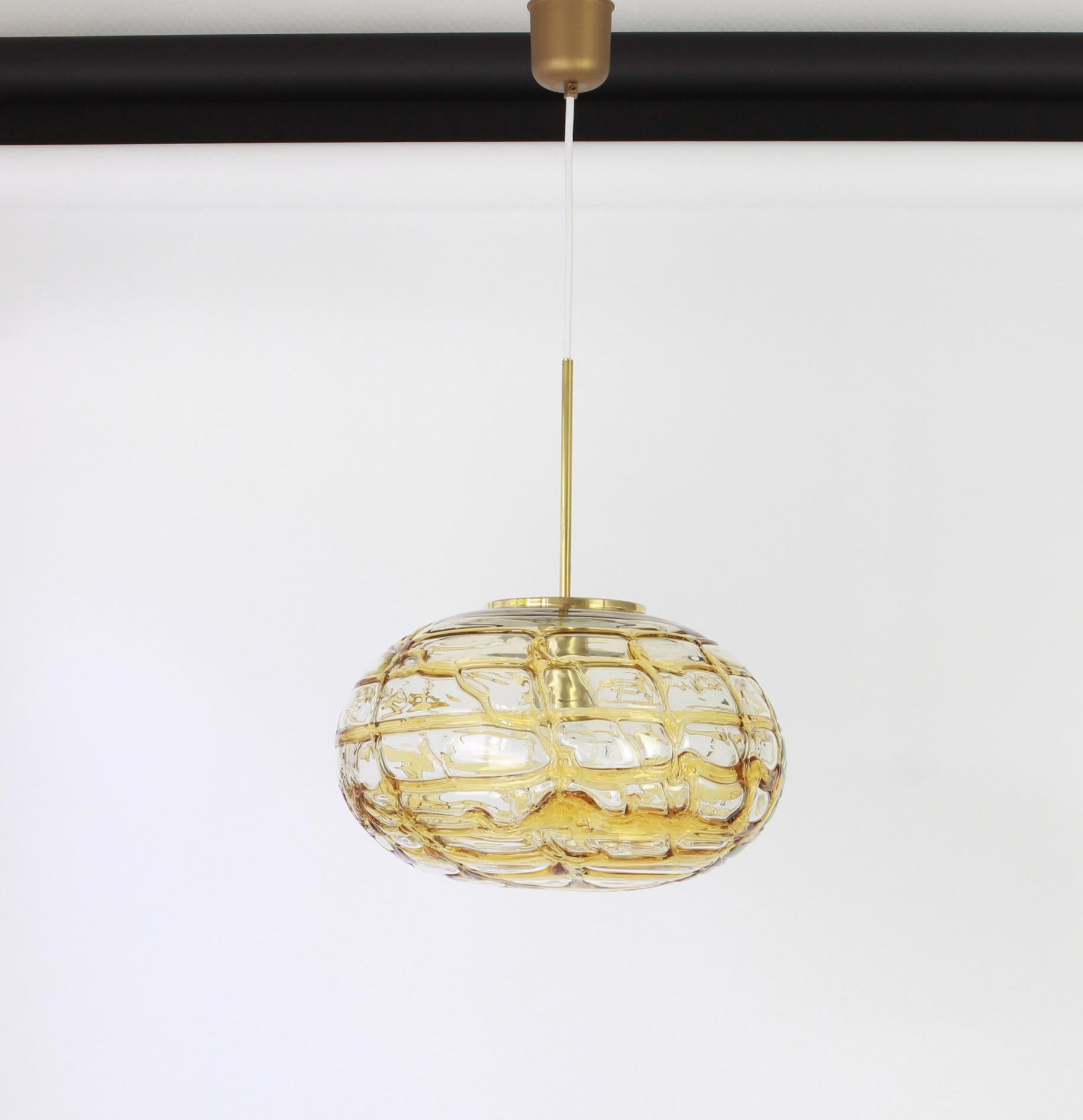 Mid-Century Modern Murano Ball Pendant Light by Doria, Germany, 1970s For Sale