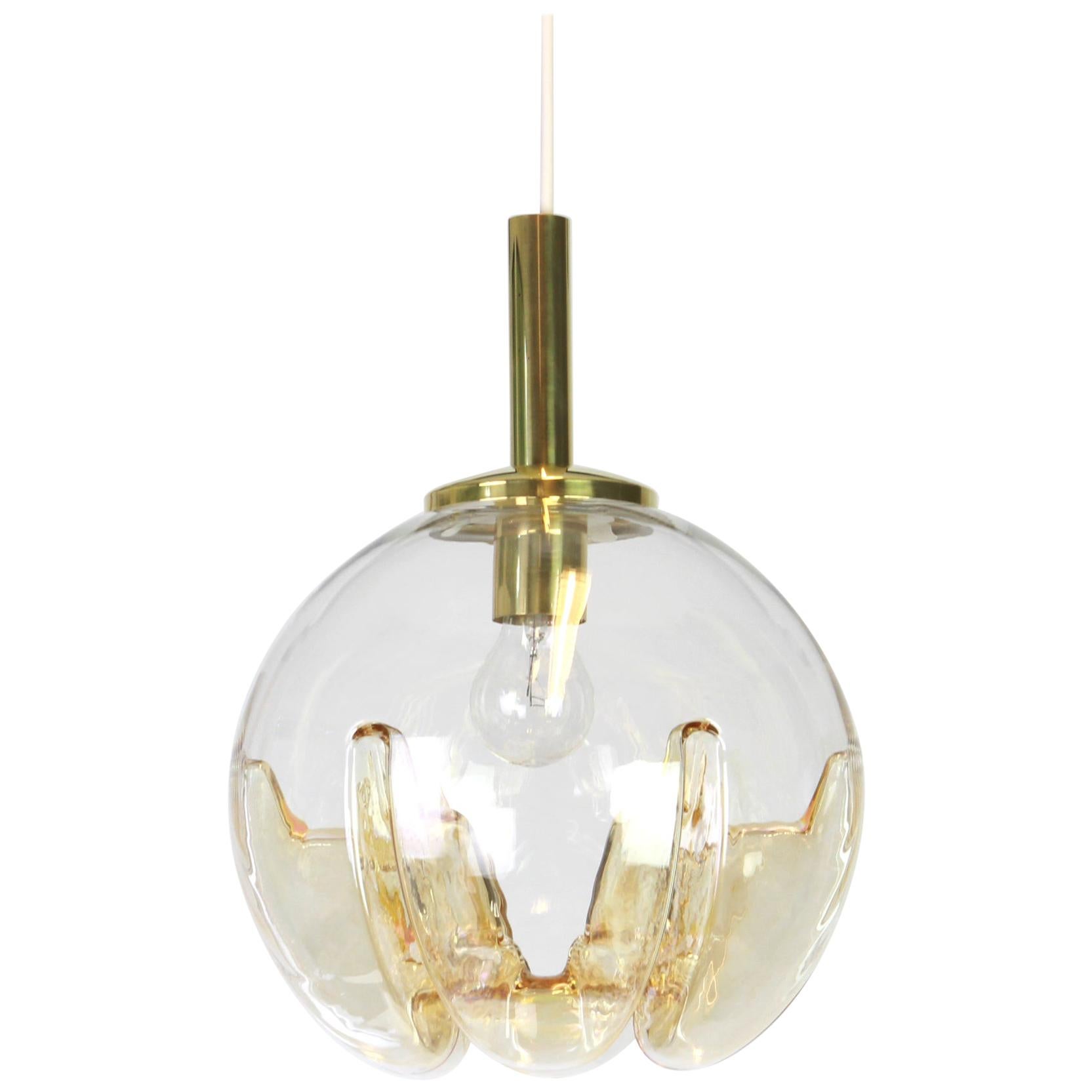1 of 2 Murano Ball Pendant Light by Doria, Germany, 1970s For Sale