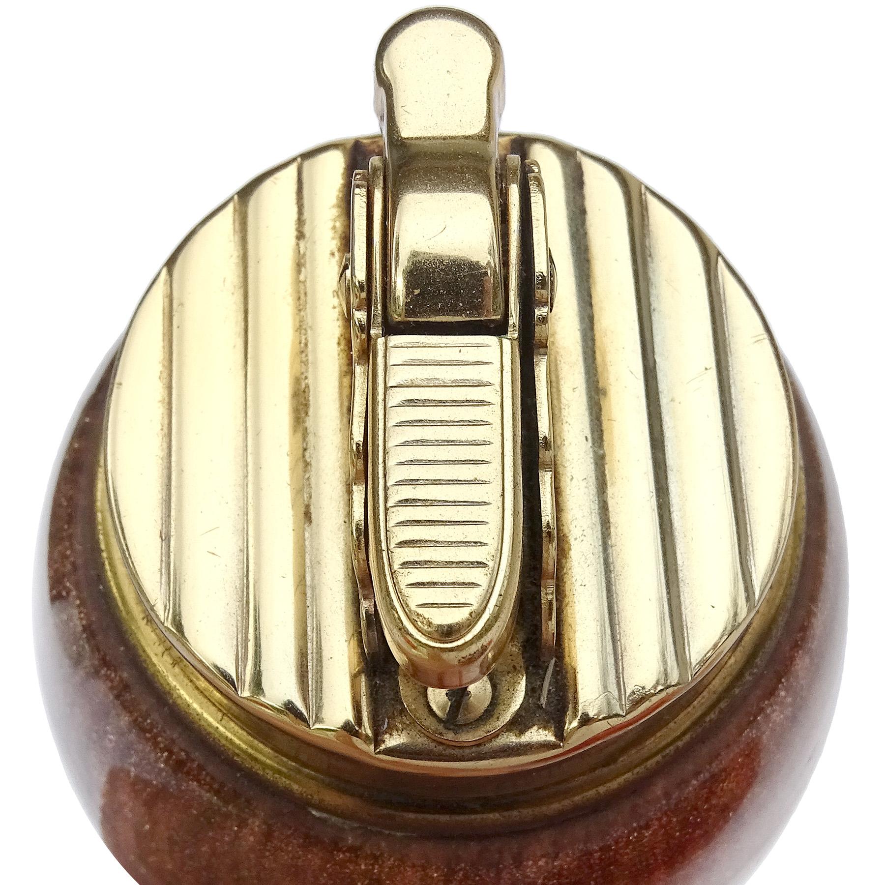 Mid-Century Modern Murano Barbini Copper Aventurine Flecks Italian Art Glass Pinched Waist Lighter For Sale