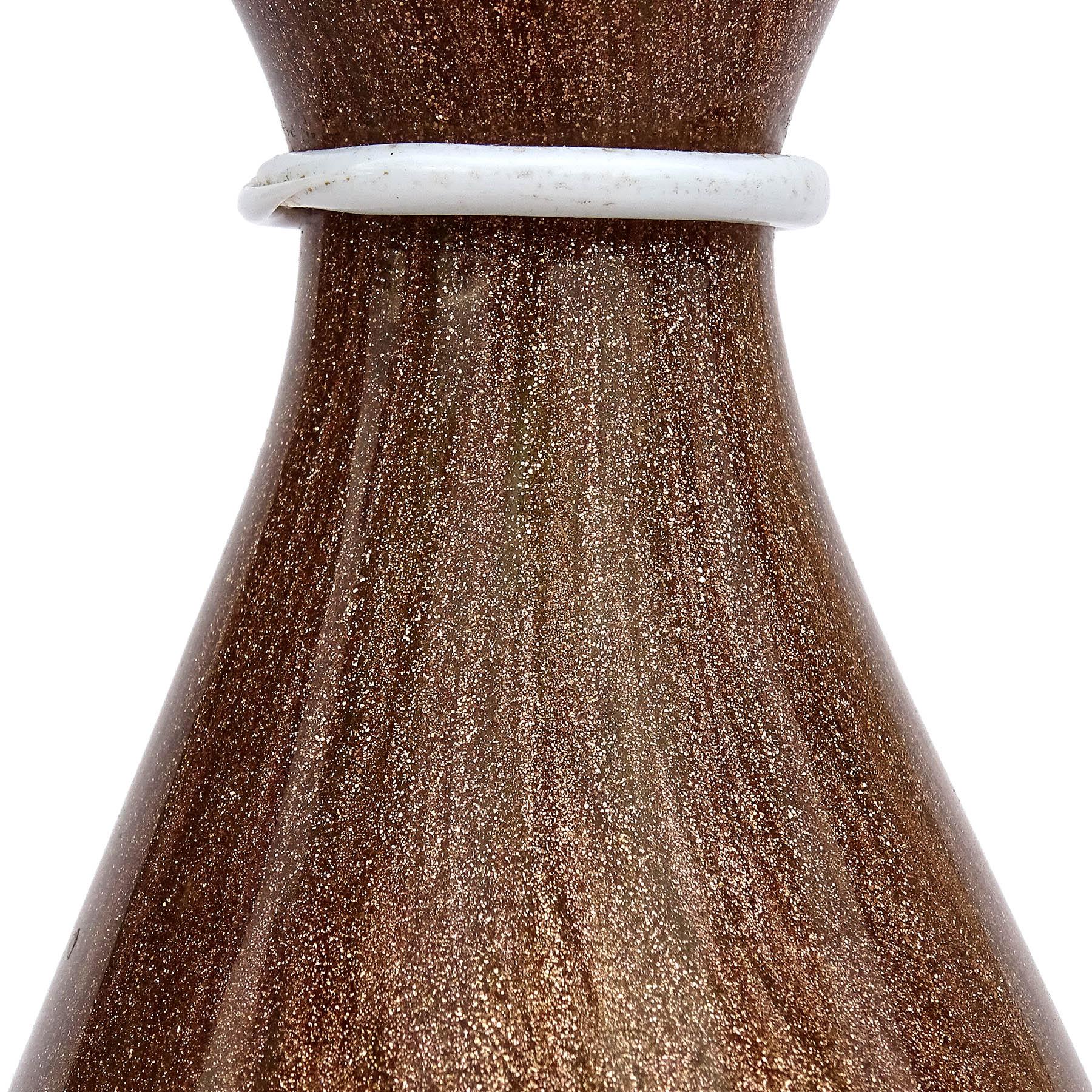 Murano Barbini Kupfer Aventurinflecken Italienisches Kunstglas Nadelstreifen Taille Leuchte (Handgefertigt) im Angebot