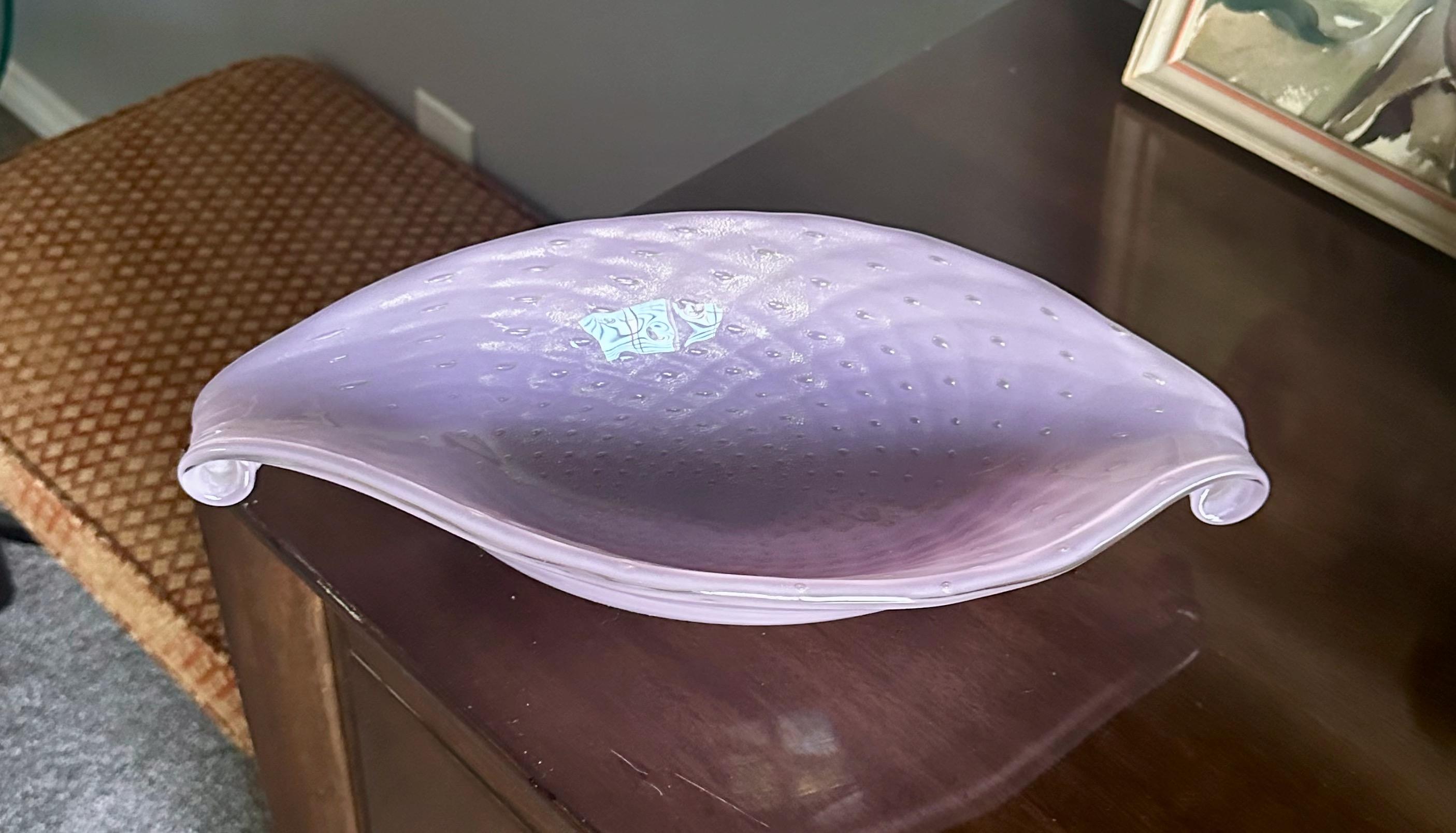 italien Murano Barbini Coupe de centre de table ovale en forme de lavande en vente