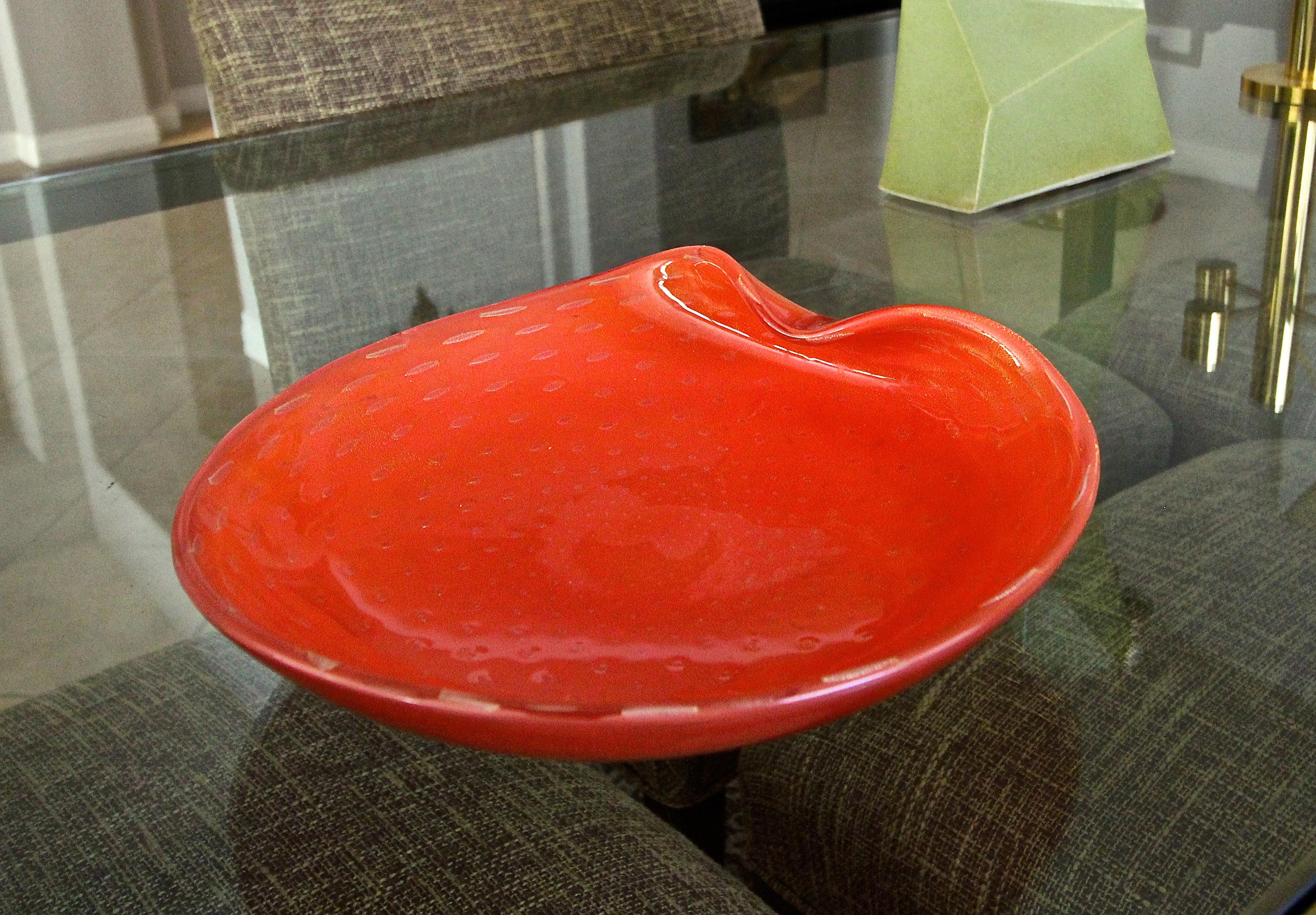 Murano Barbini Orange Clam Shape Centerpiece Bowl 4