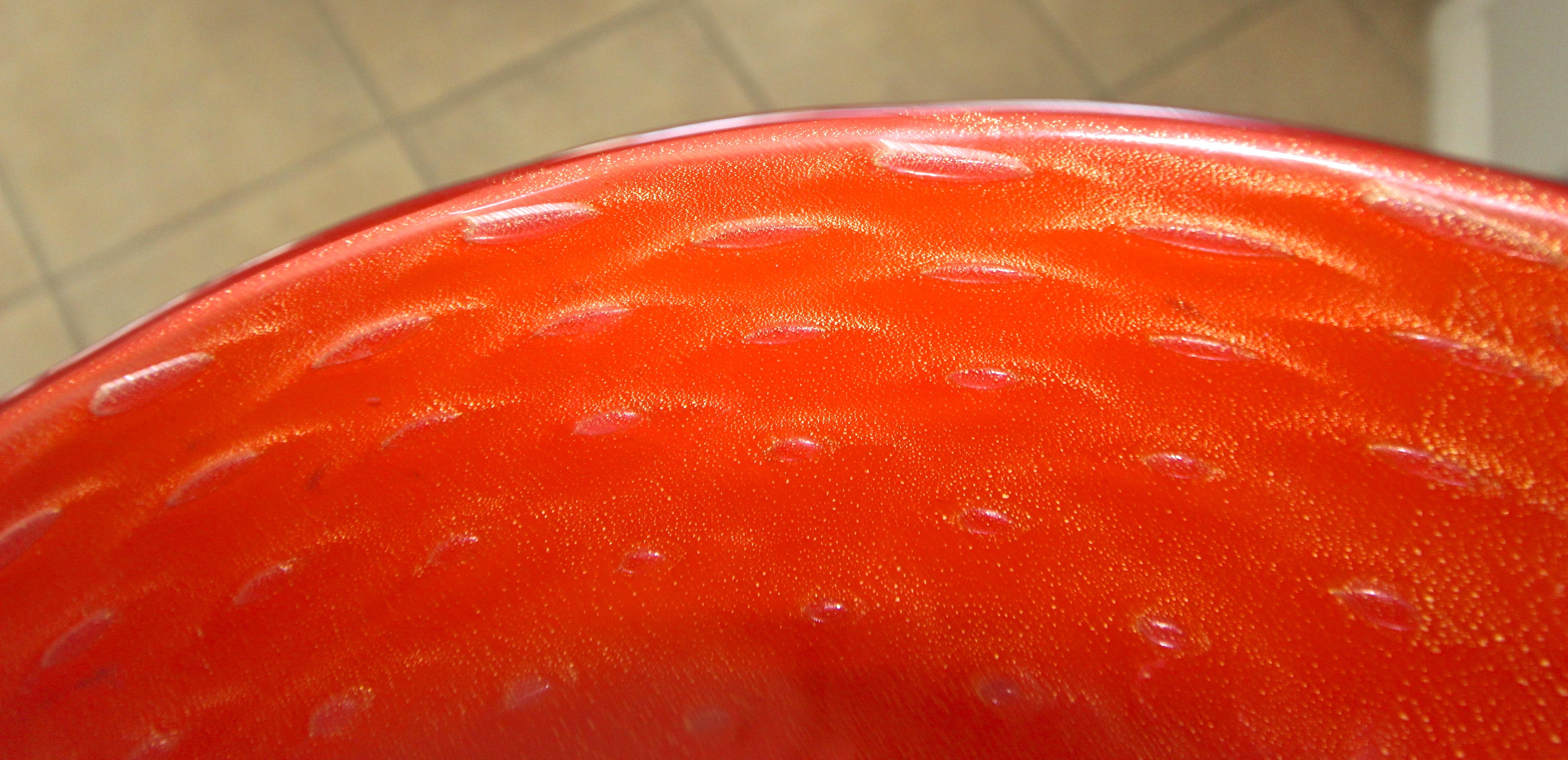 Murano Barbini Orange Clam Shape Centerpiece Bowl 6