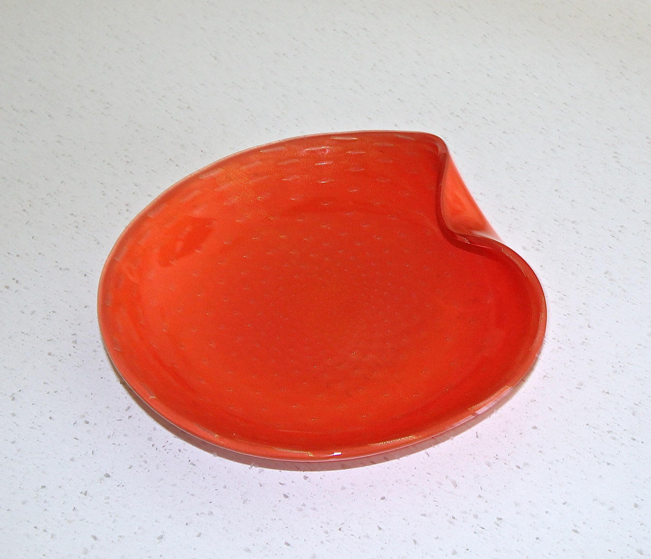 Murano Barbini Orange Clam Shape Centerpiece Bowl 8
