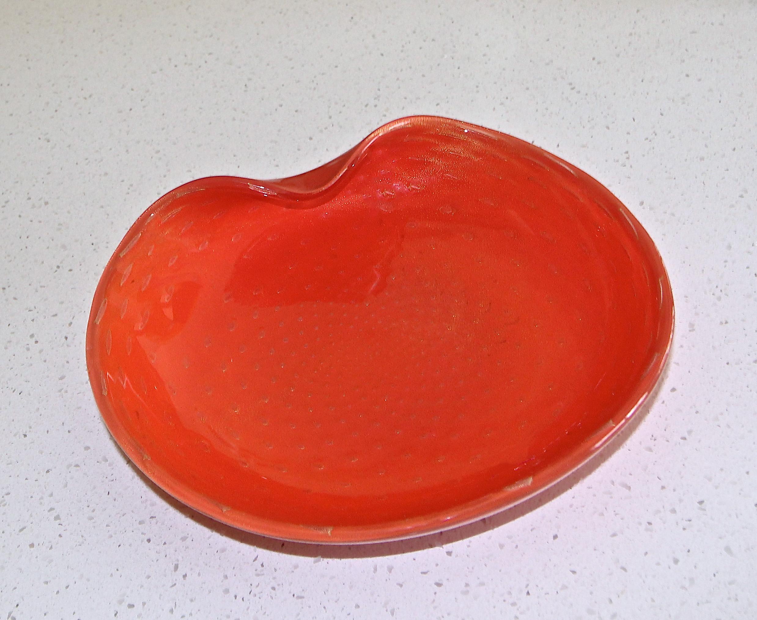 Mid-Century Modern Murano Barbini Orange Clam Shape Centerpiece Bowl