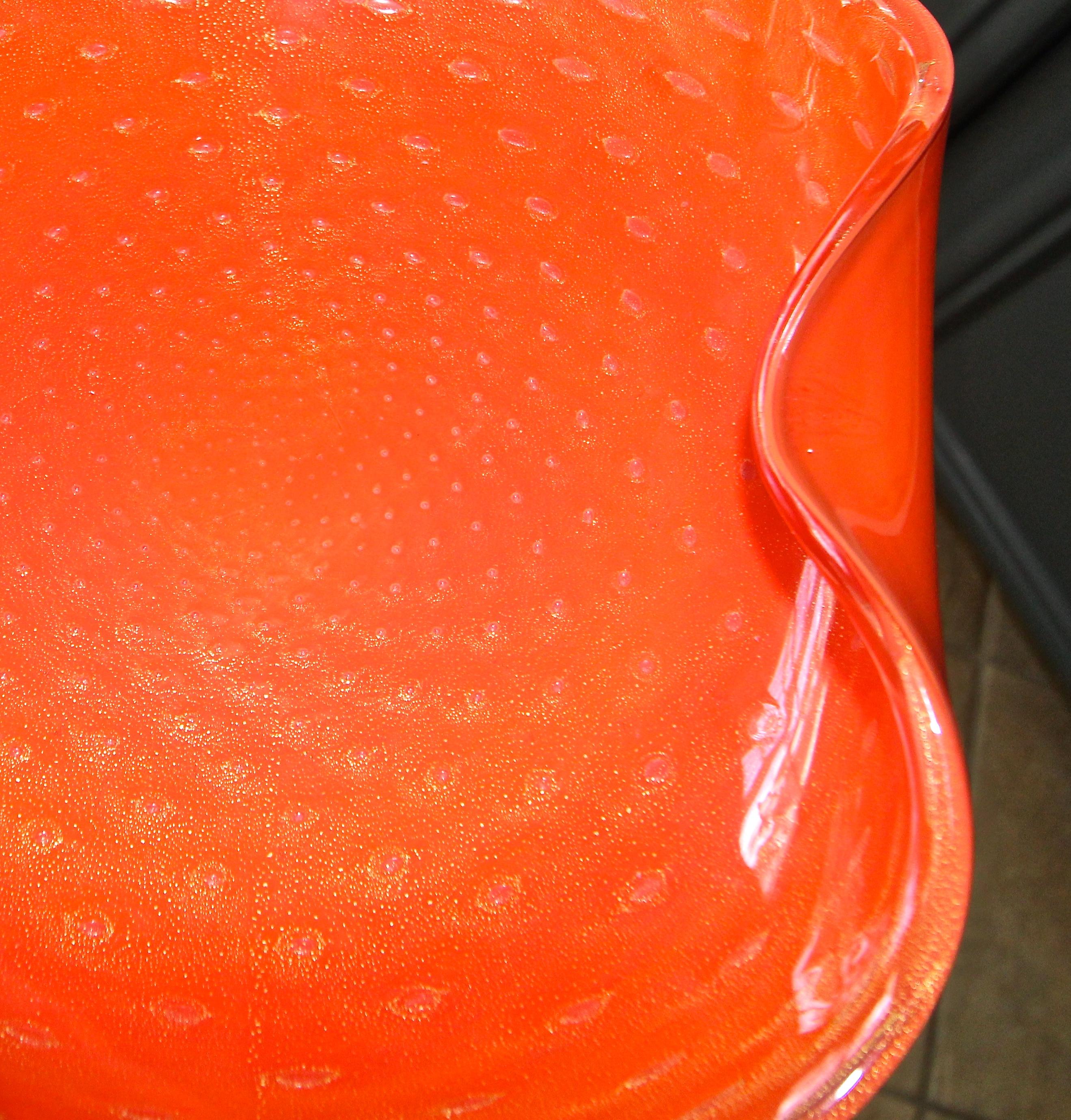 Murano Barbini Orange Clam Shape Centerpiece Bowl 1