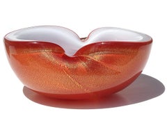 Murano Barbini Orange Weißgold Flecken italienische Kunst Glas Mitte des Jahrhunderts Schüssel Schüssel