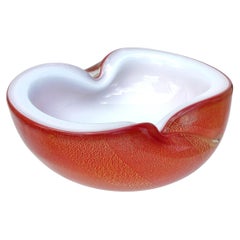 Murano Barbini Orange Weißgold Flecken italienische Kunst Glas Mitte des Jahrhunderts Schüssel Schüssel