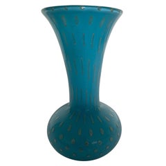 Vase en verre bleu Robins Egg de Murano Barbini