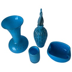 Murano Barbini Turquoise Glass Set of 4