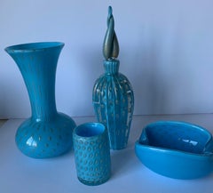 Murano Barbini Turquoise Glass Set of 4